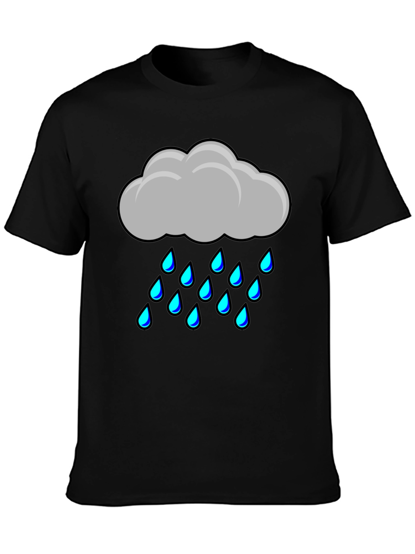 Rain Cloud Graphic Tee - Soft Black Cotton Shirt