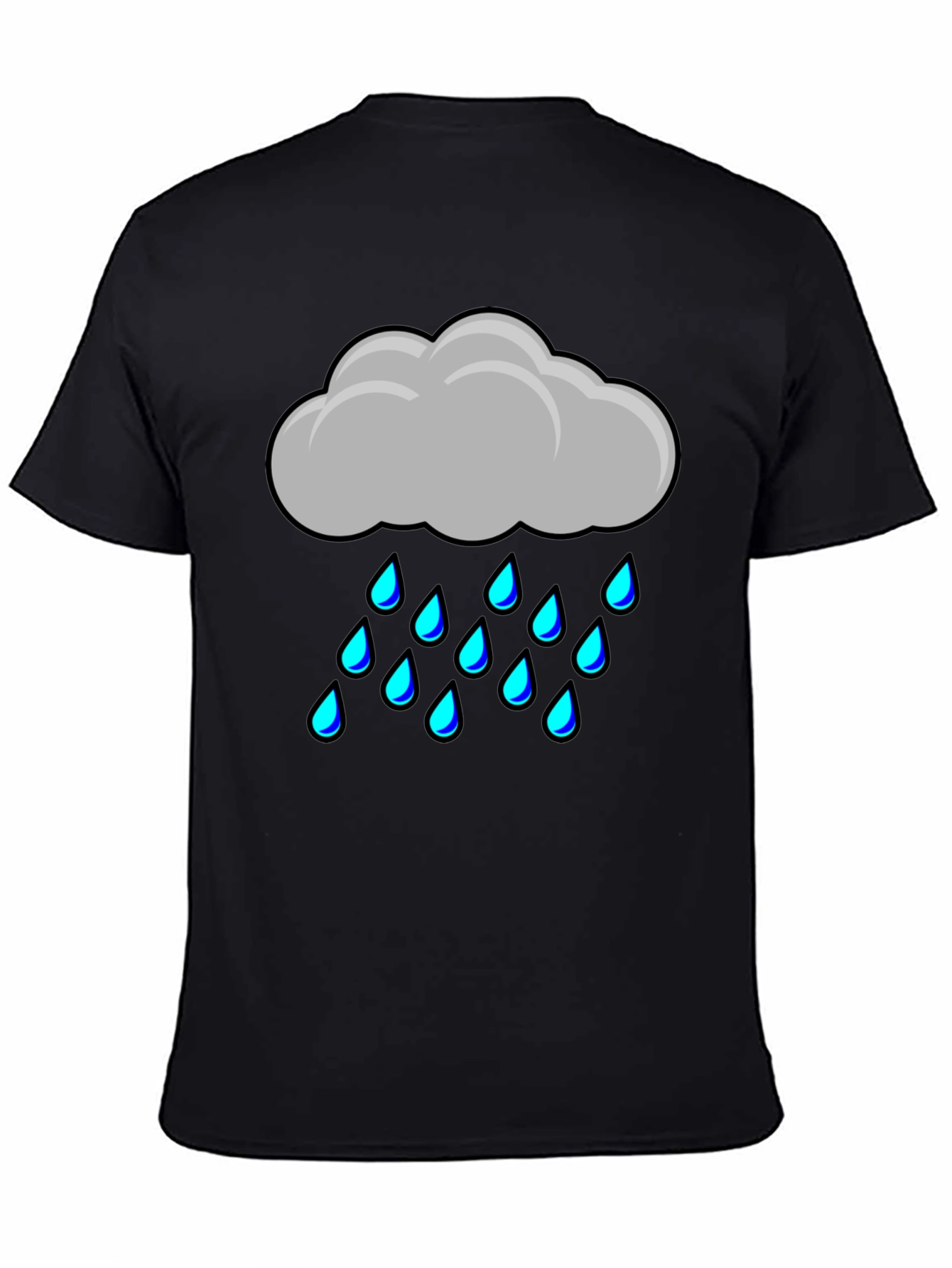 Rain Cloud Graphic Tee - Soft Black Cotton Shirt