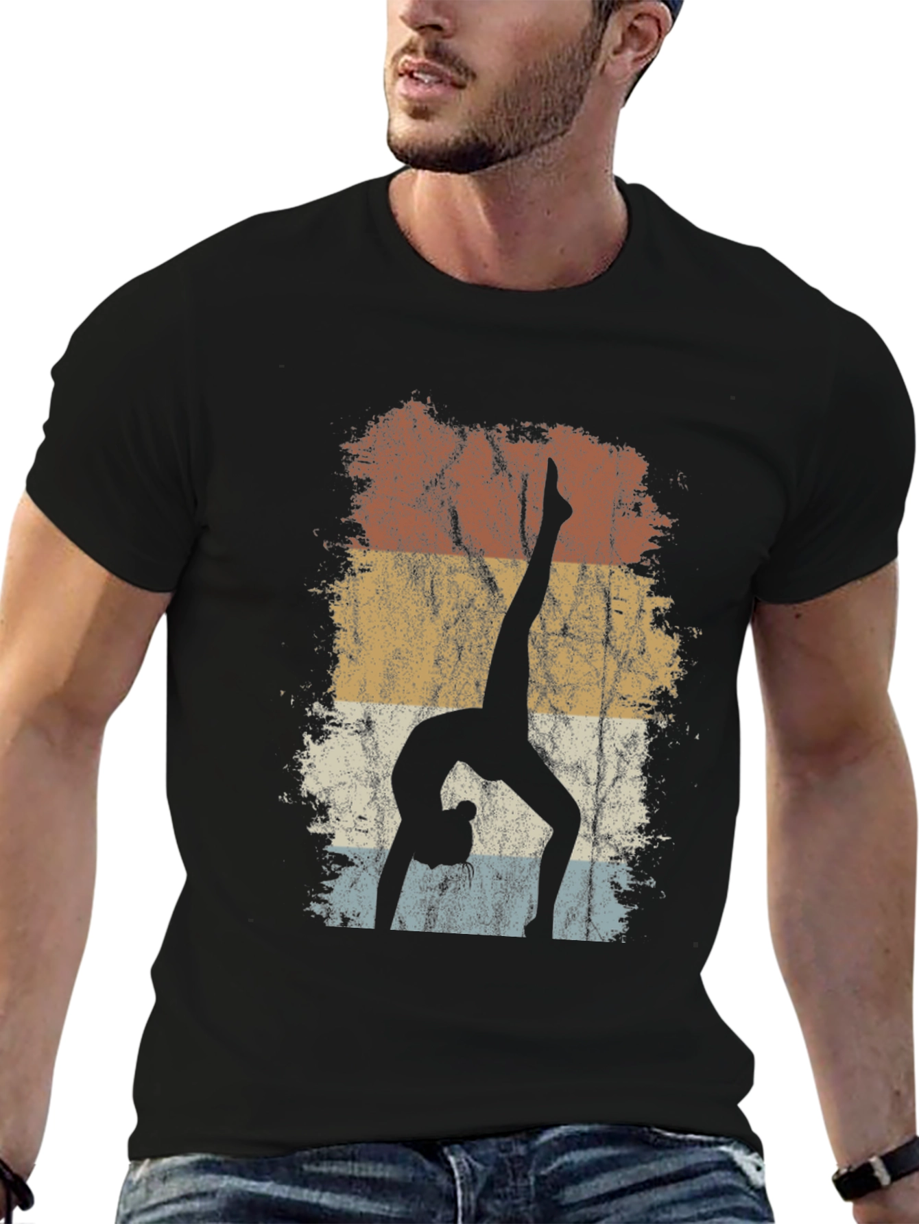Yoga Pose Silhouette T-Shirt - Retro Style