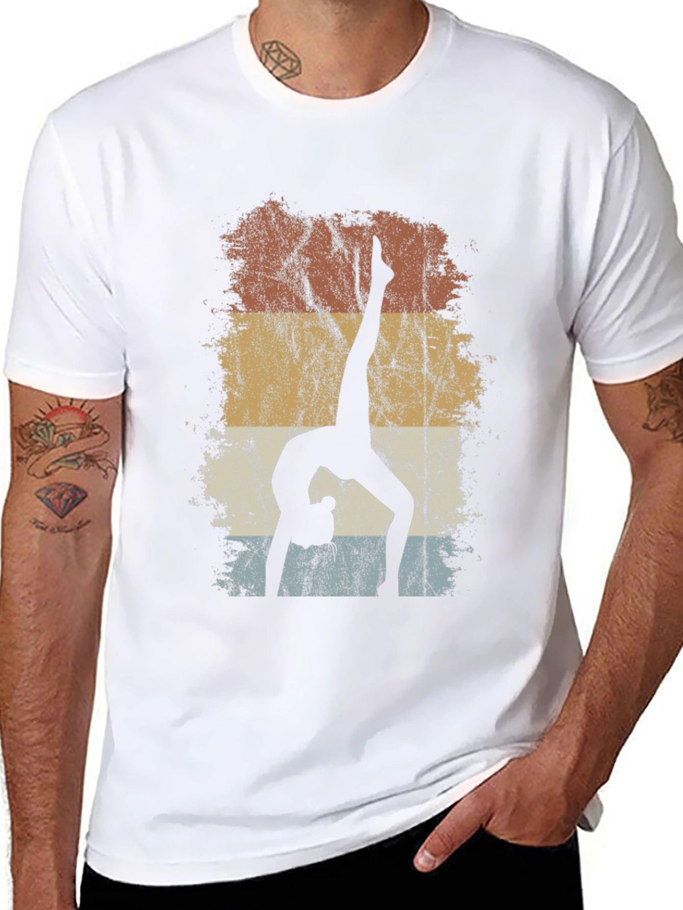 Yoga Pose Silhouette T-Shirt - Retro Style