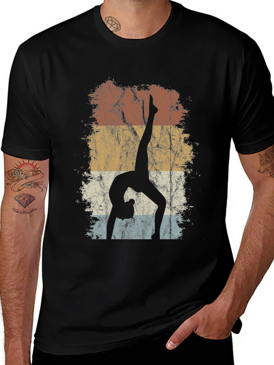 Yoga Pose Silhouette T-Shirt - Retro Style