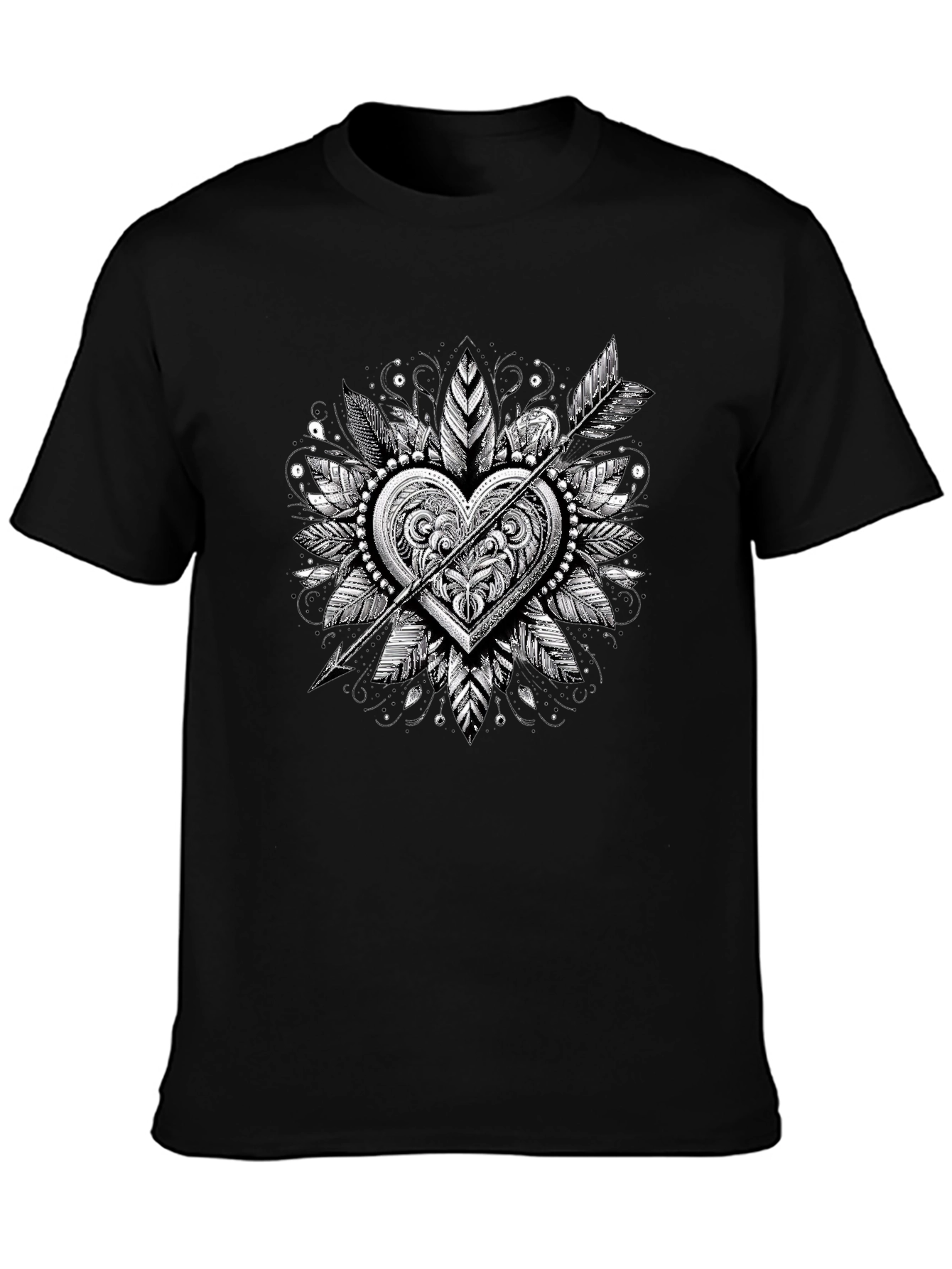 Arrow Heart Graphic Tee - Stylish Black T-Shirt