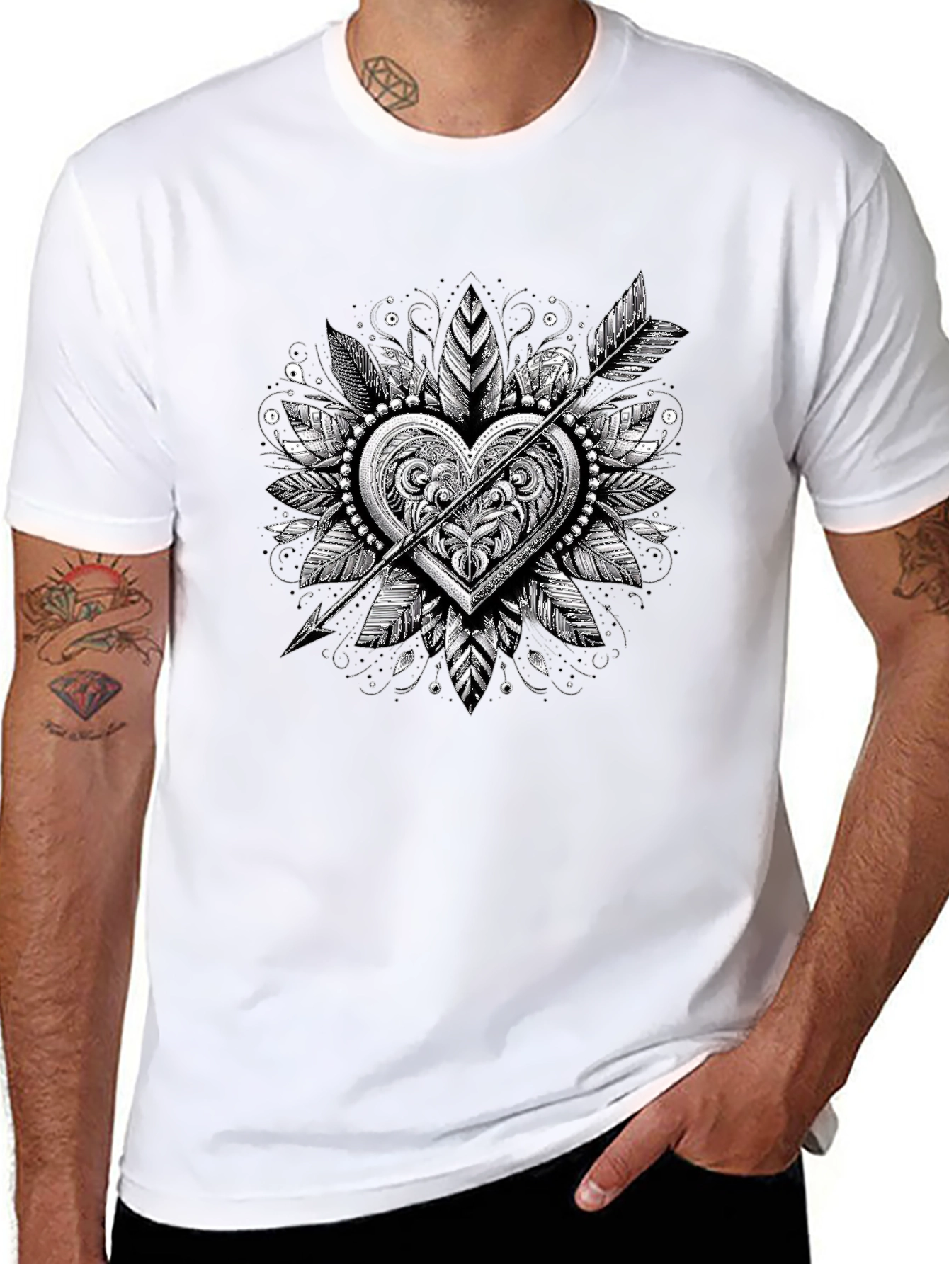 Arrow Heart Graphic Tee - Stylish Black T-Shirt