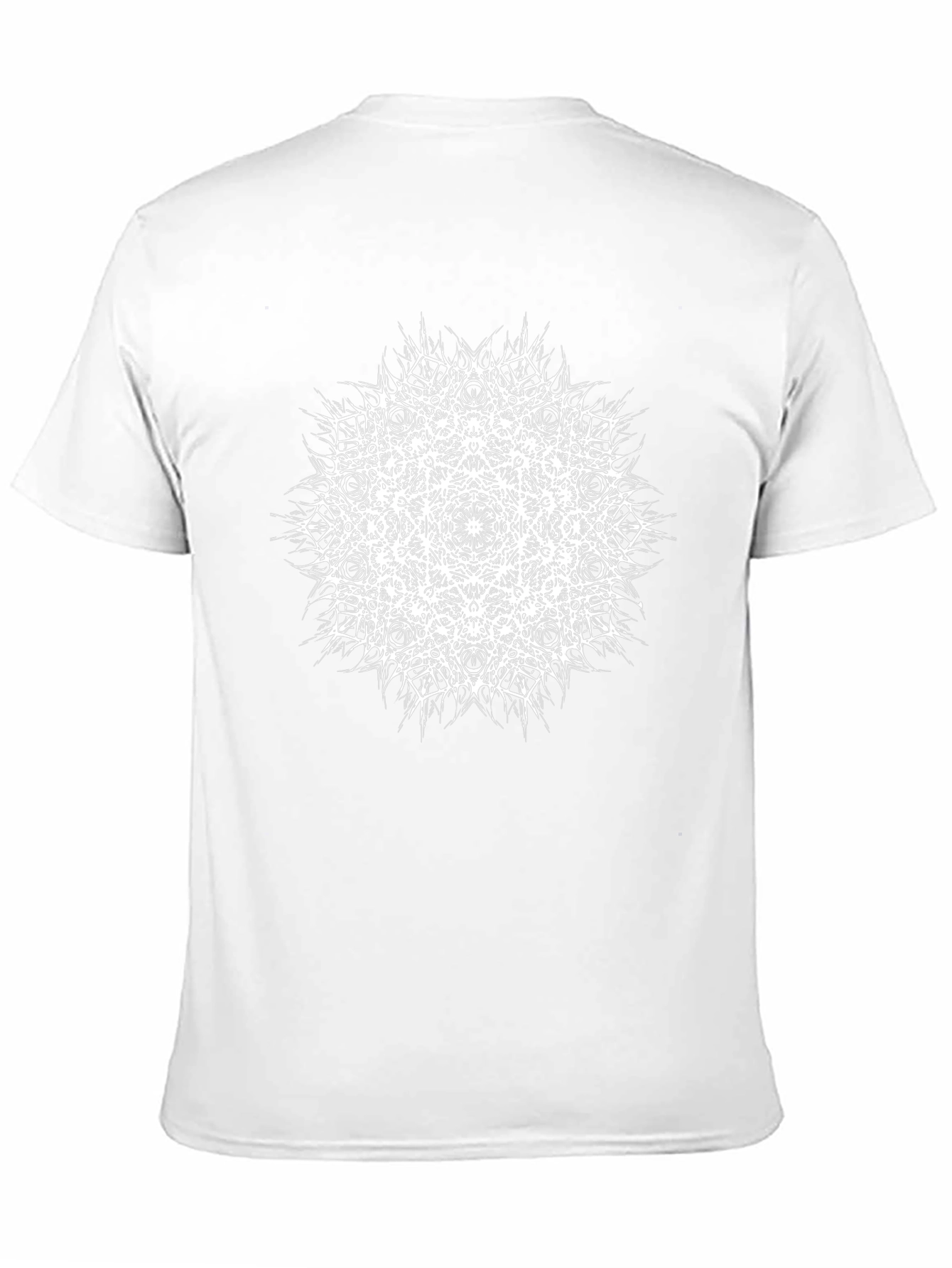 Black T-Shirt with White Mandala Print