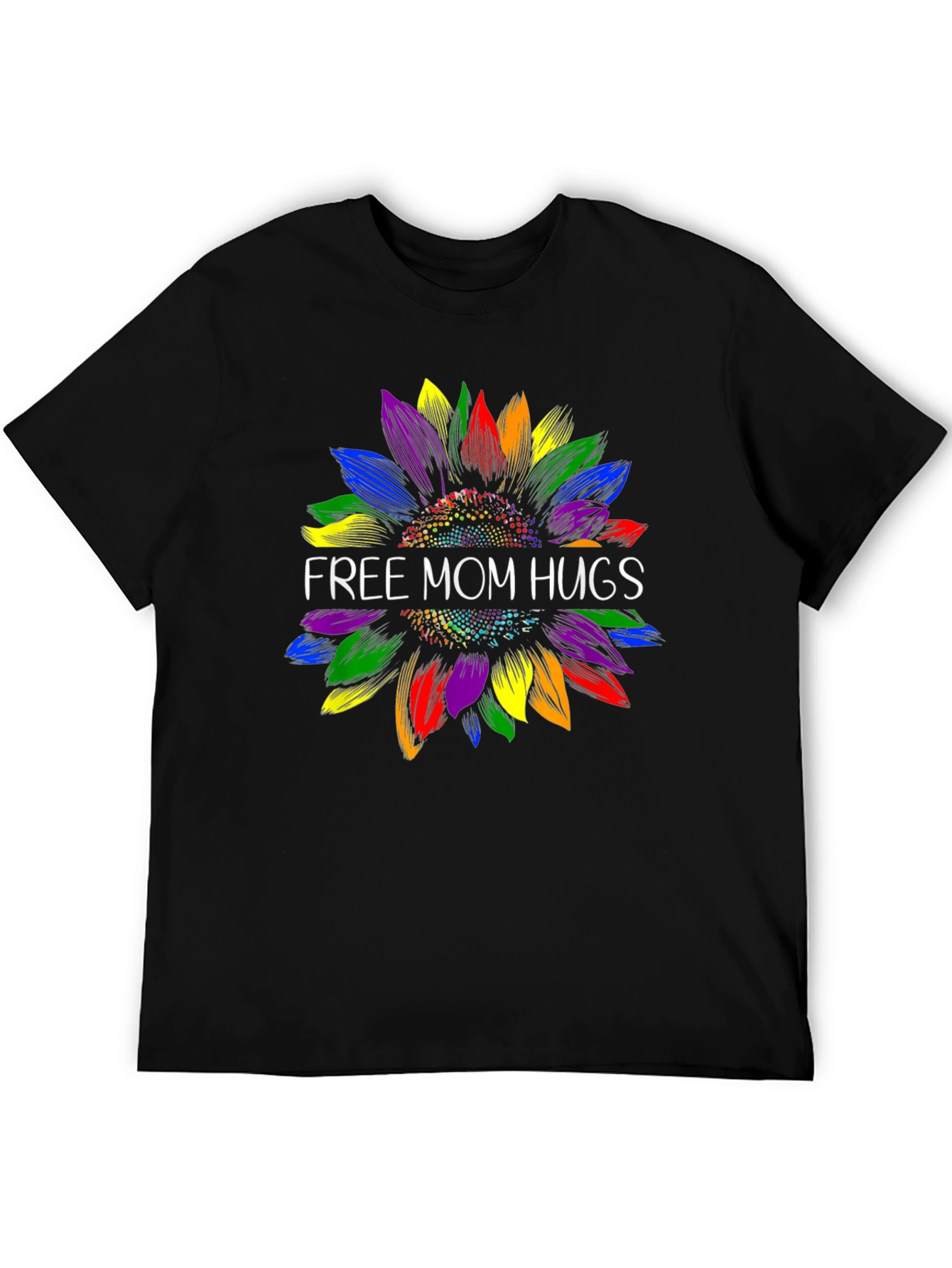 Free Mom Hugs Rainbow Sunflower Graphic Tee