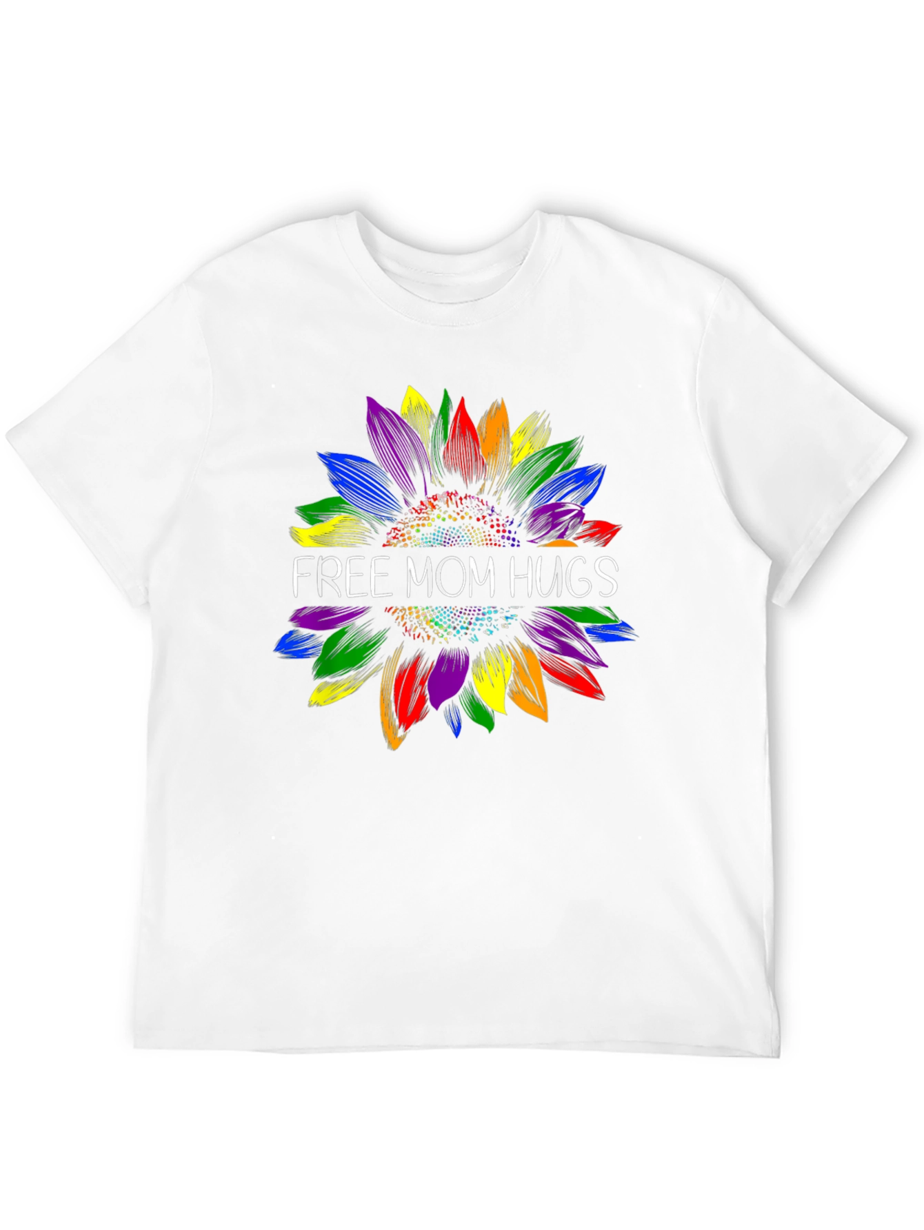 Free Mom Hugs Rainbow Sunflower Graphic Tee