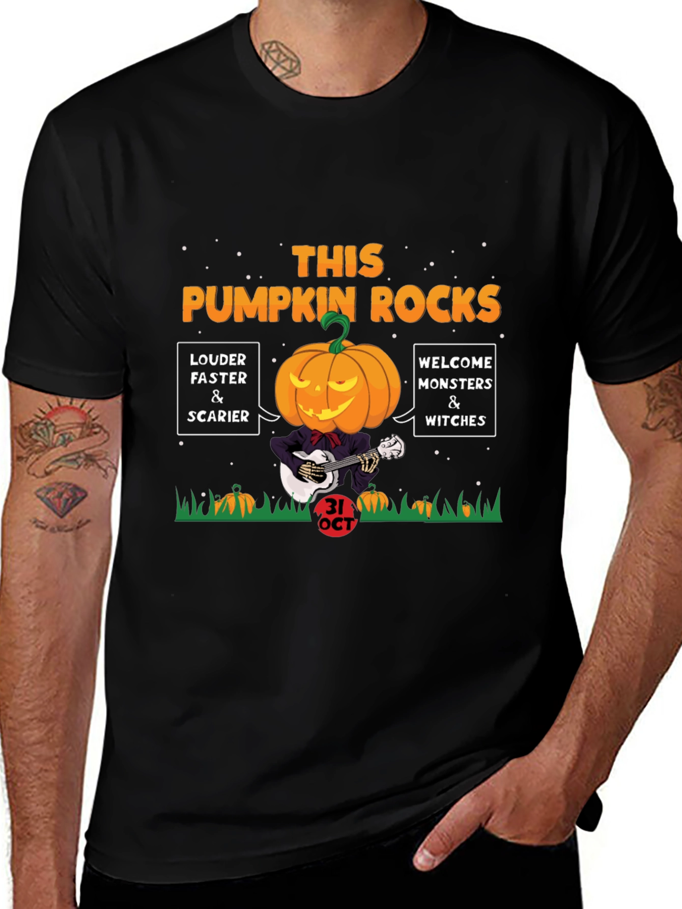 Halloween Pumpkin Rocks Graphic Tee