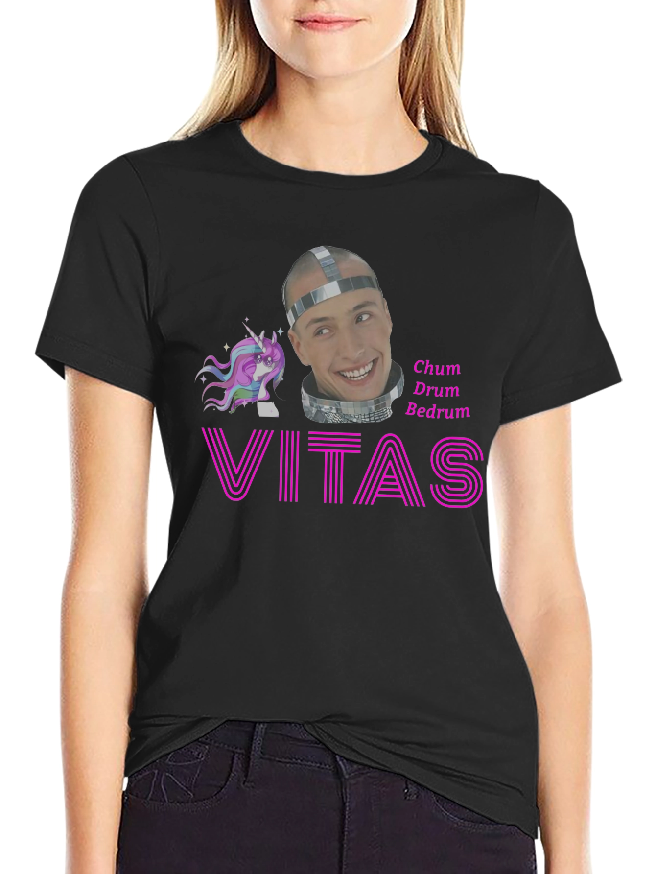 Vitas Chum Drum Bedrum T-Shirt Black Cotton Graphic Tee