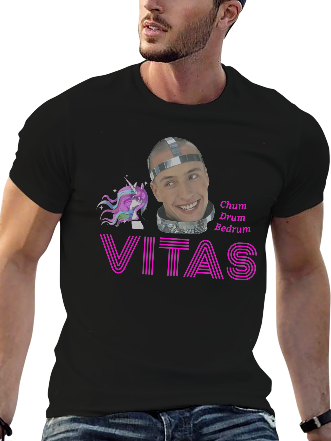 Vitas Chum Drum Bedrum T-Shirt Black Cotton Graphic Tee