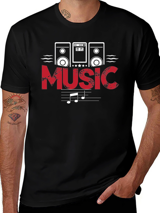 Music Graphic Tee - Black Cotton T-Shirt for Music Lovers