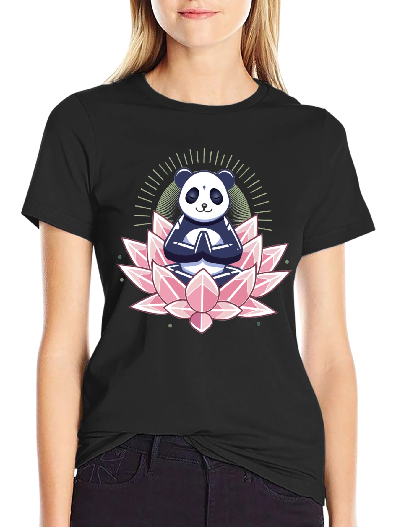Zen Panda Lotus T-Shirt - Meditating Panda Tee