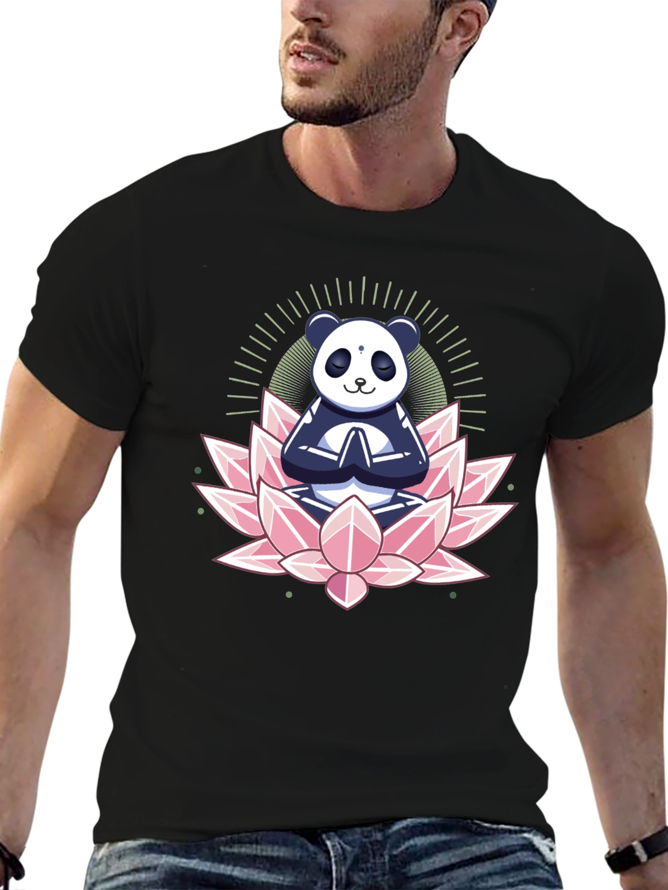 Zen Panda Lotus T-Shirt - Meditating Panda Tee