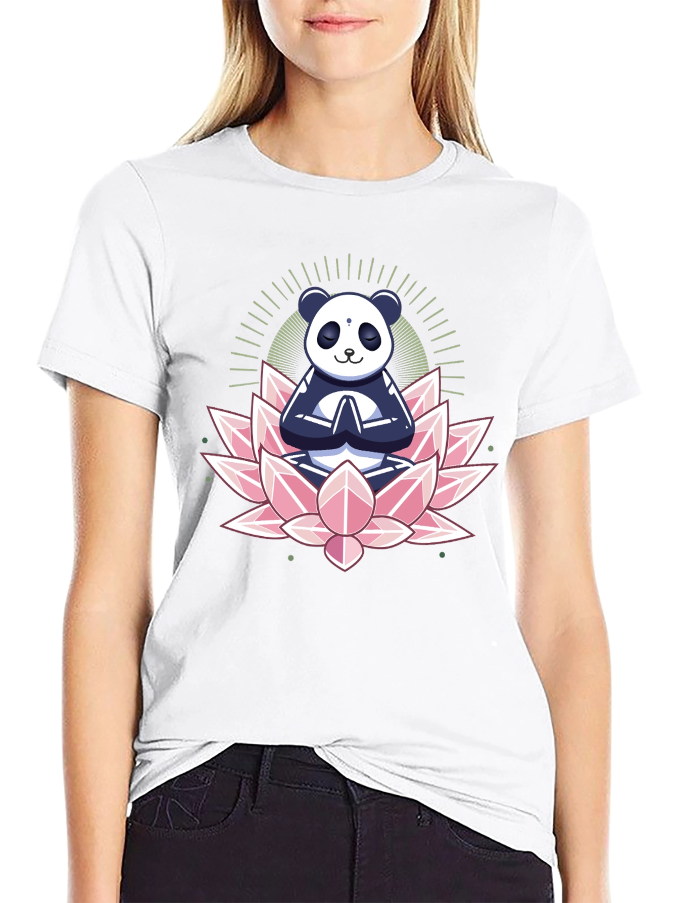 Zen Panda Lotus T-Shirt - Meditating Panda Tee