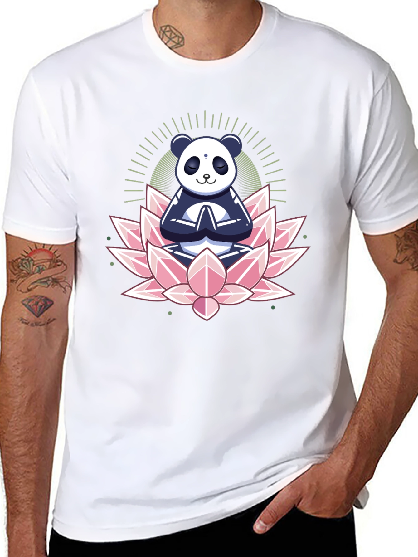 Zen Panda Lotus T-Shirt - Meditating Panda Tee