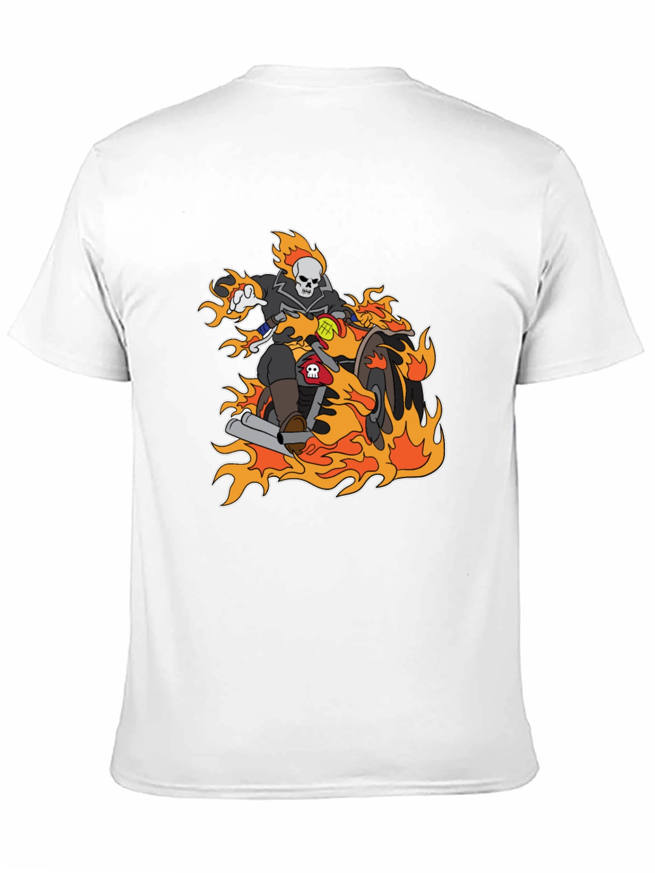 Ghost Rider Cartoon T-Shirt - Flaming Bike Design