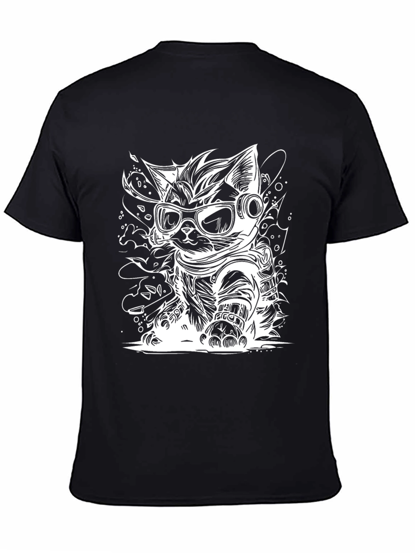 Cool Cat Astronaut Graphic Tee - Black