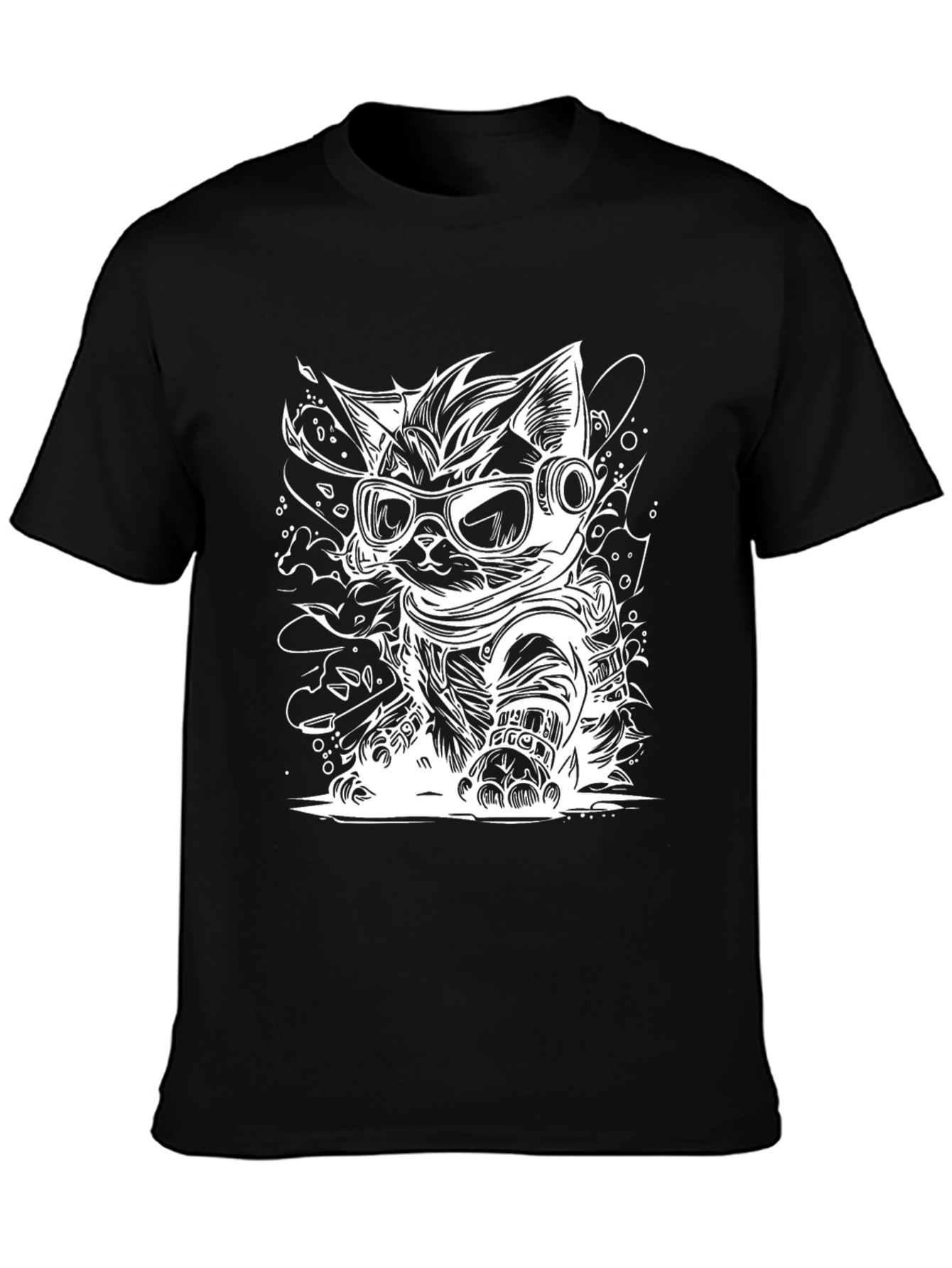 Cool Cat Astronaut Graphic Tee - Black