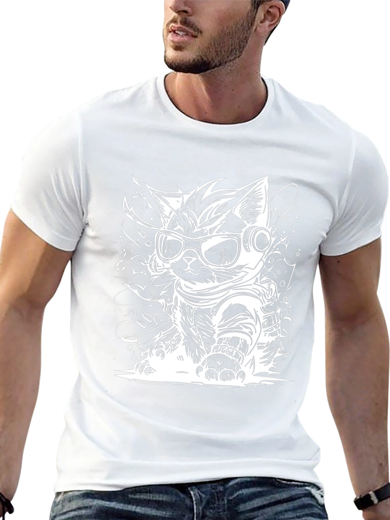 Cool Cat Astronaut Graphic Tee - Black