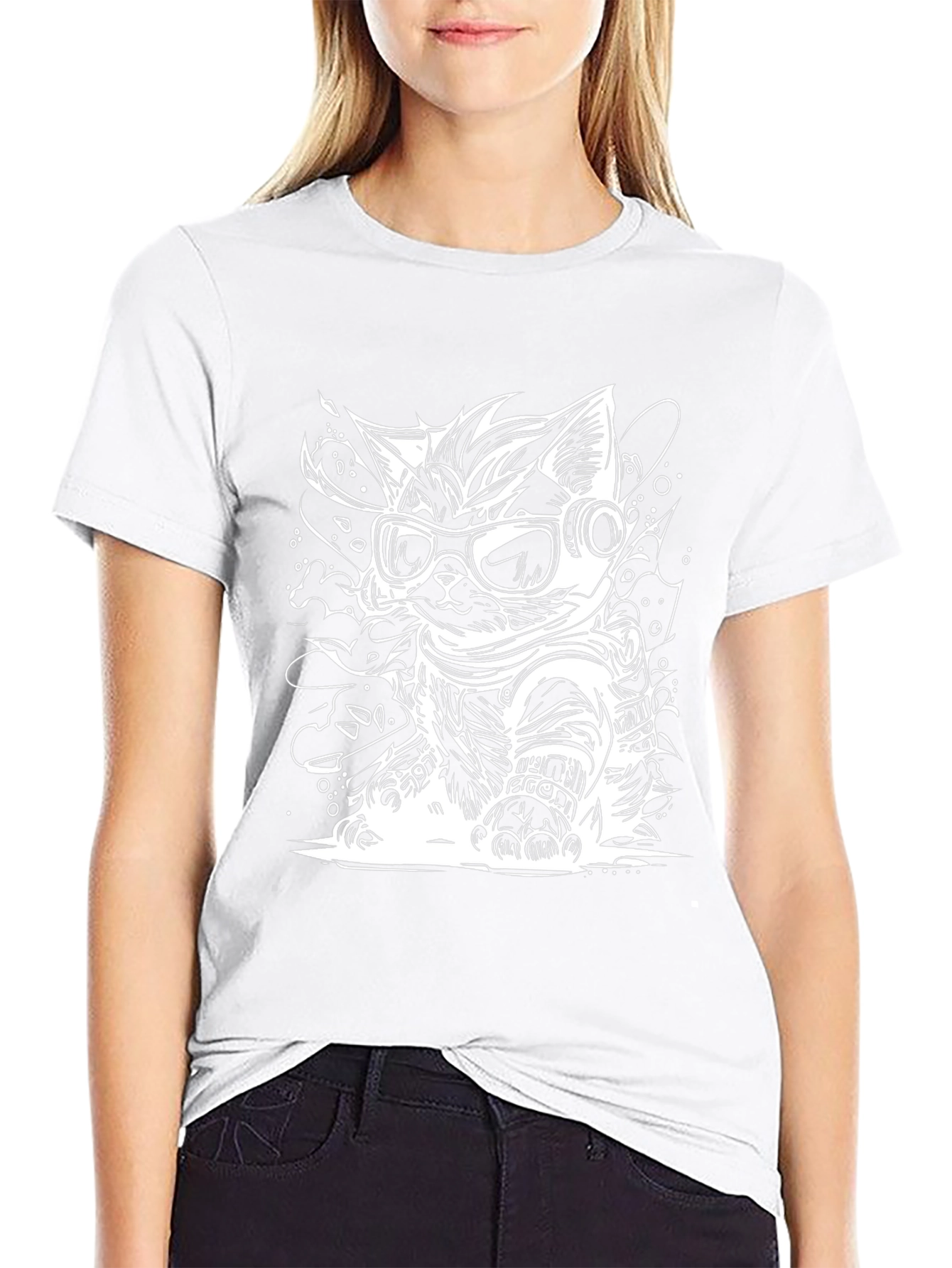 Cool Cat Astronaut Graphic Tee - Black