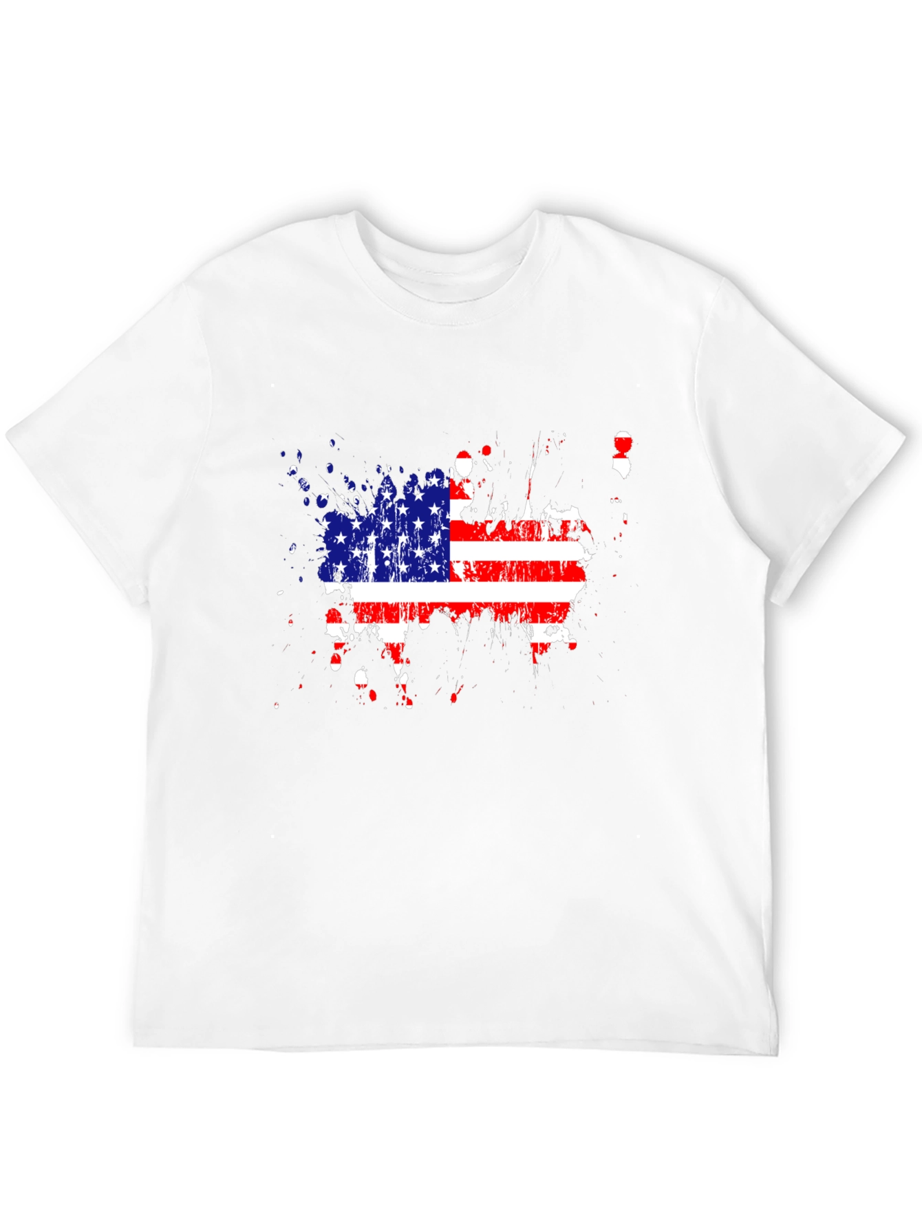 USA Flag Splatter Print Black T-Shirt