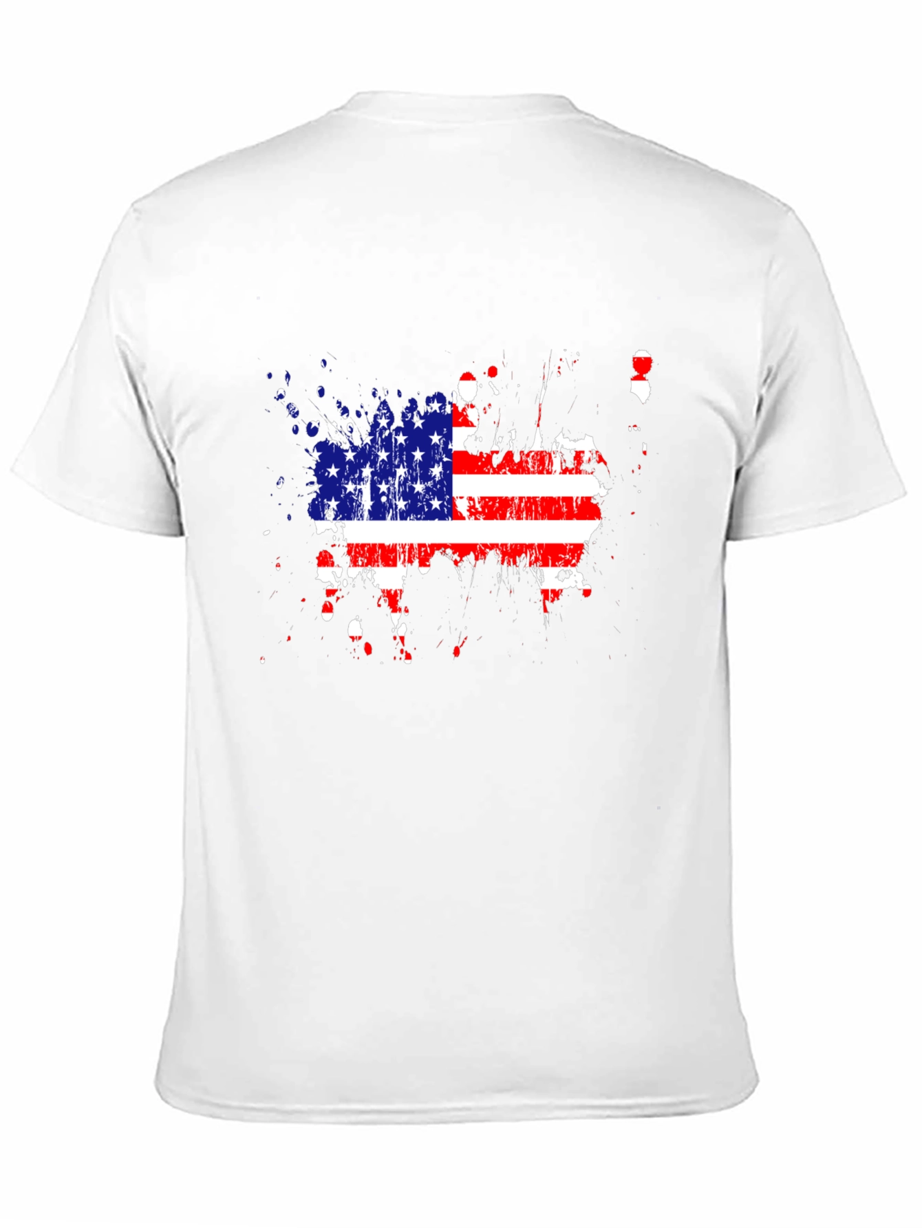 USA Flag Splatter Print Black T-Shirt