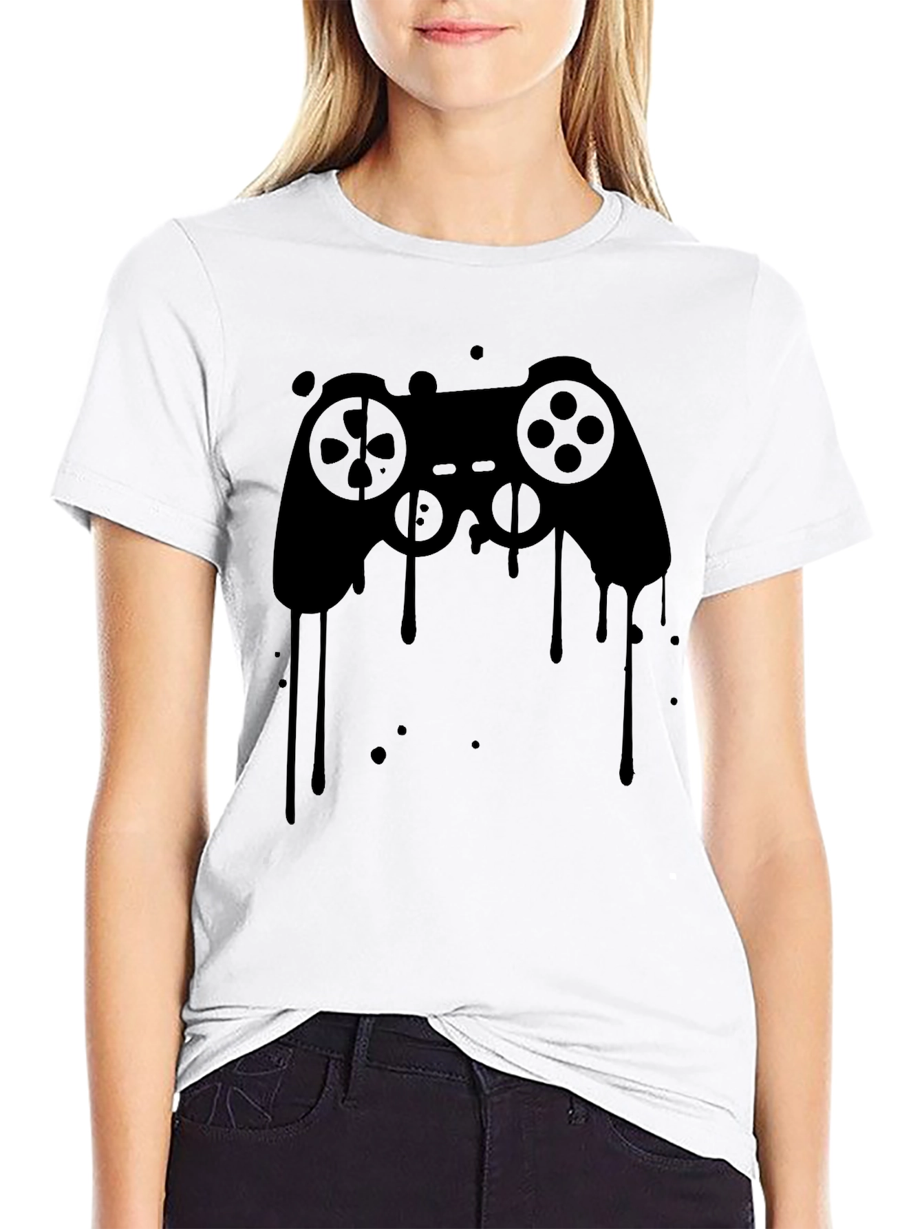 Gaming Controller Drip Graphic Tee - Black