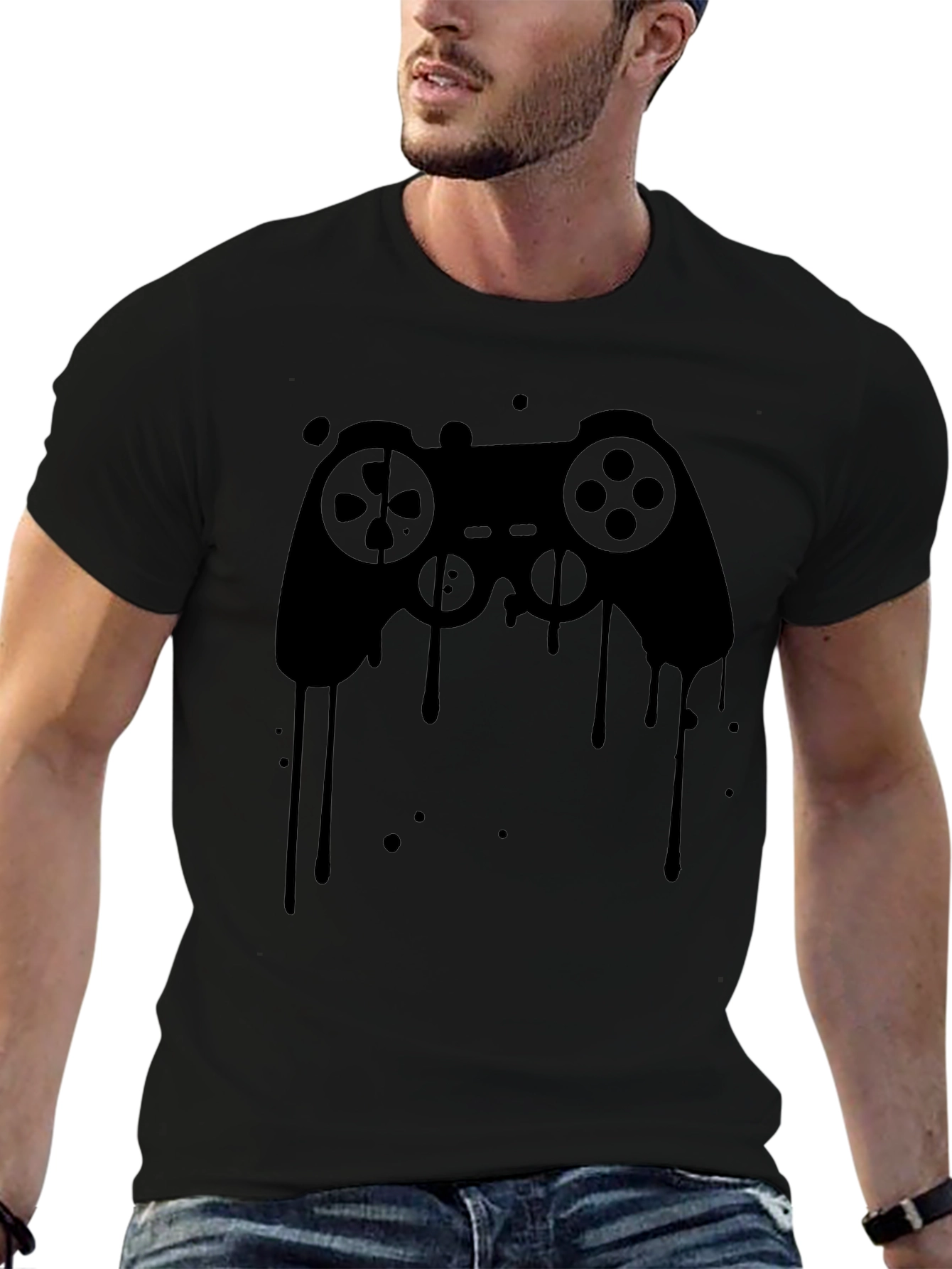 Gaming Controller Drip Graphic Tee - Black