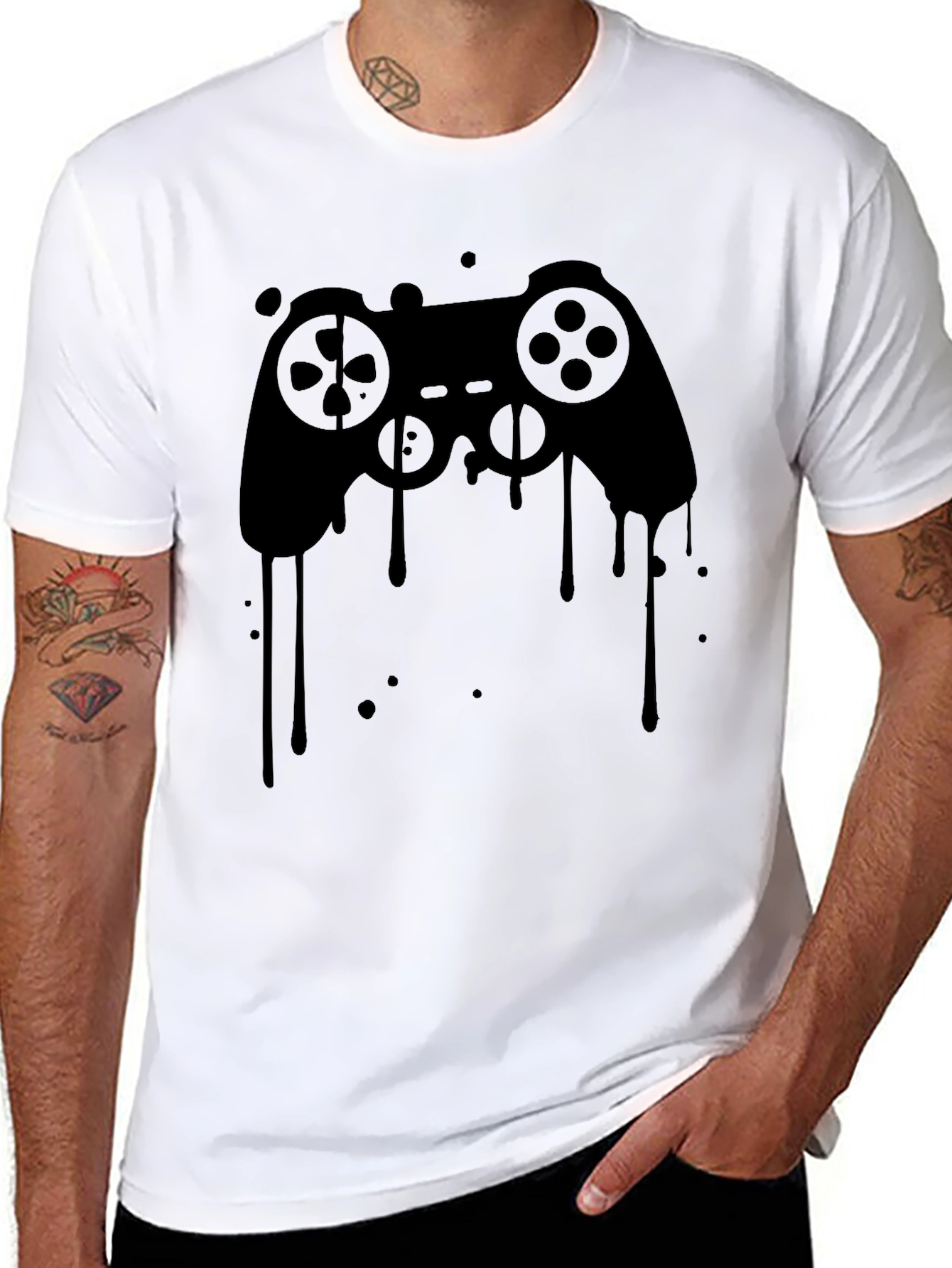Gaming Controller Drip Graphic Tee - Black
