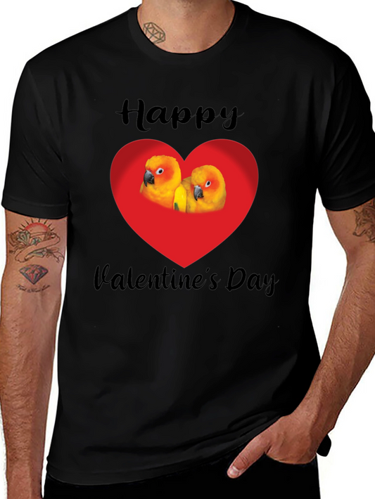 Happy Valentines Day Parrot Heart Graphic Tee
