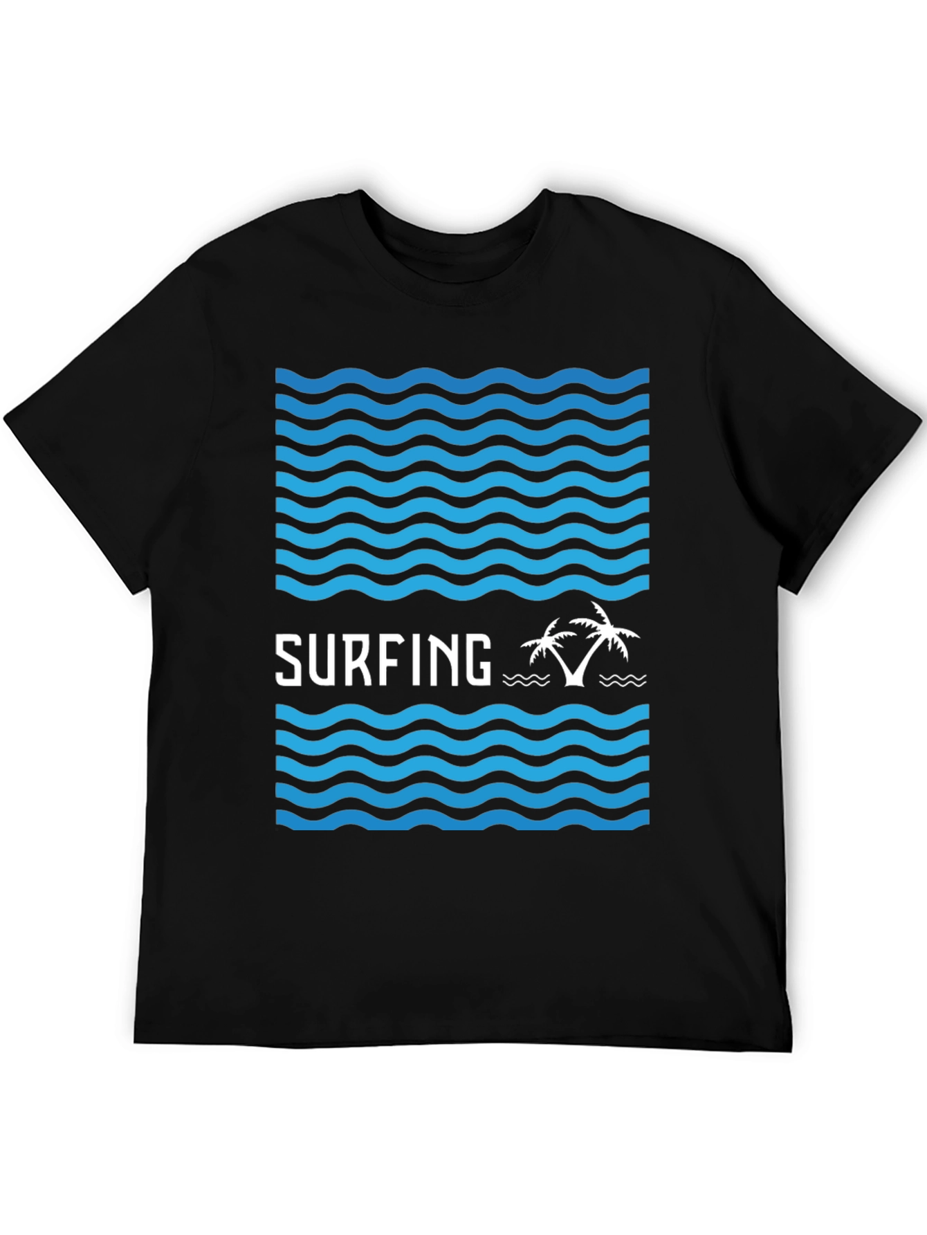 Surfing Vibes Graphic Tee - Black Cotton Blend