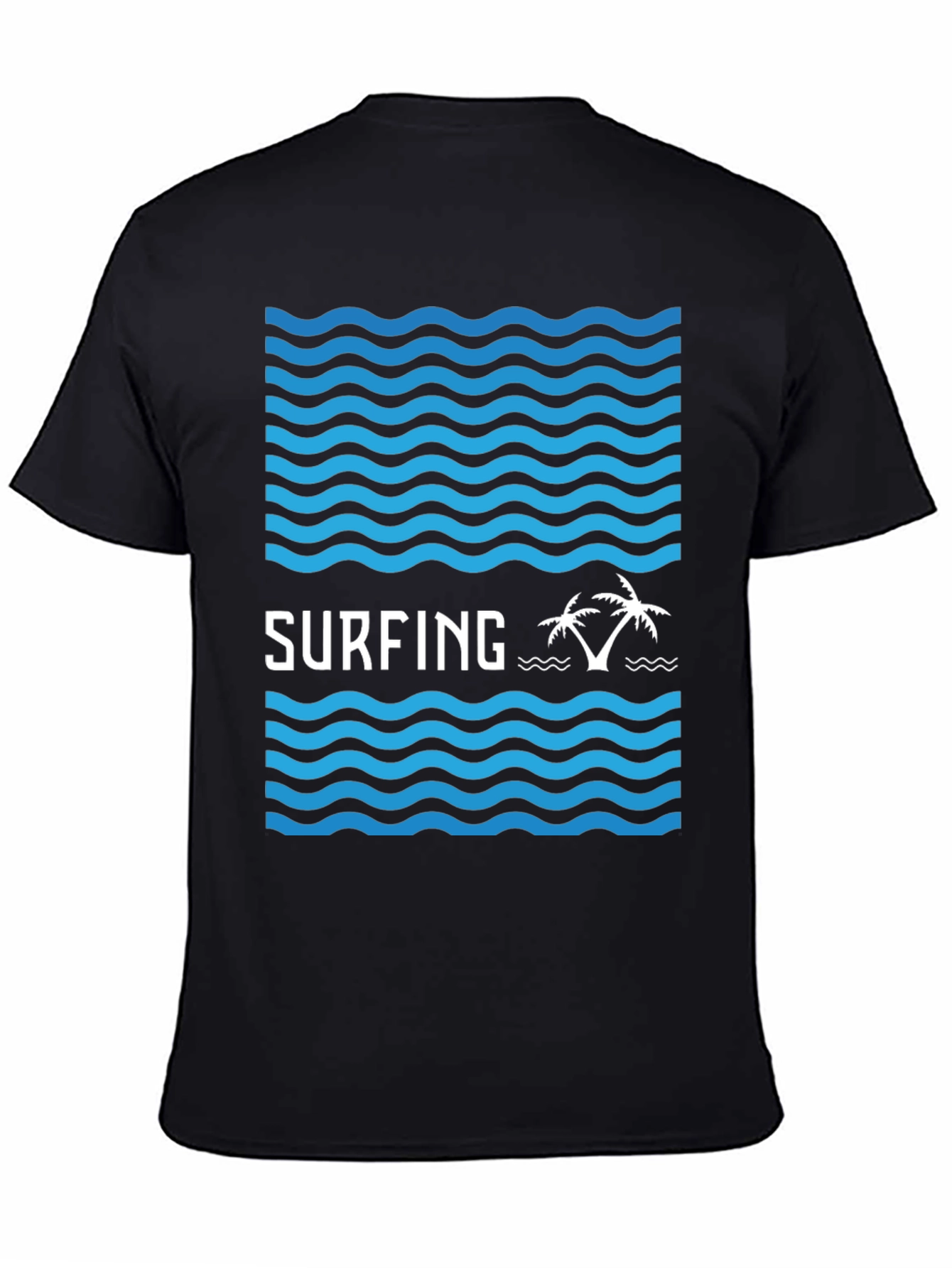 Surfing Vibes Graphic Tee - Black Cotton Blend