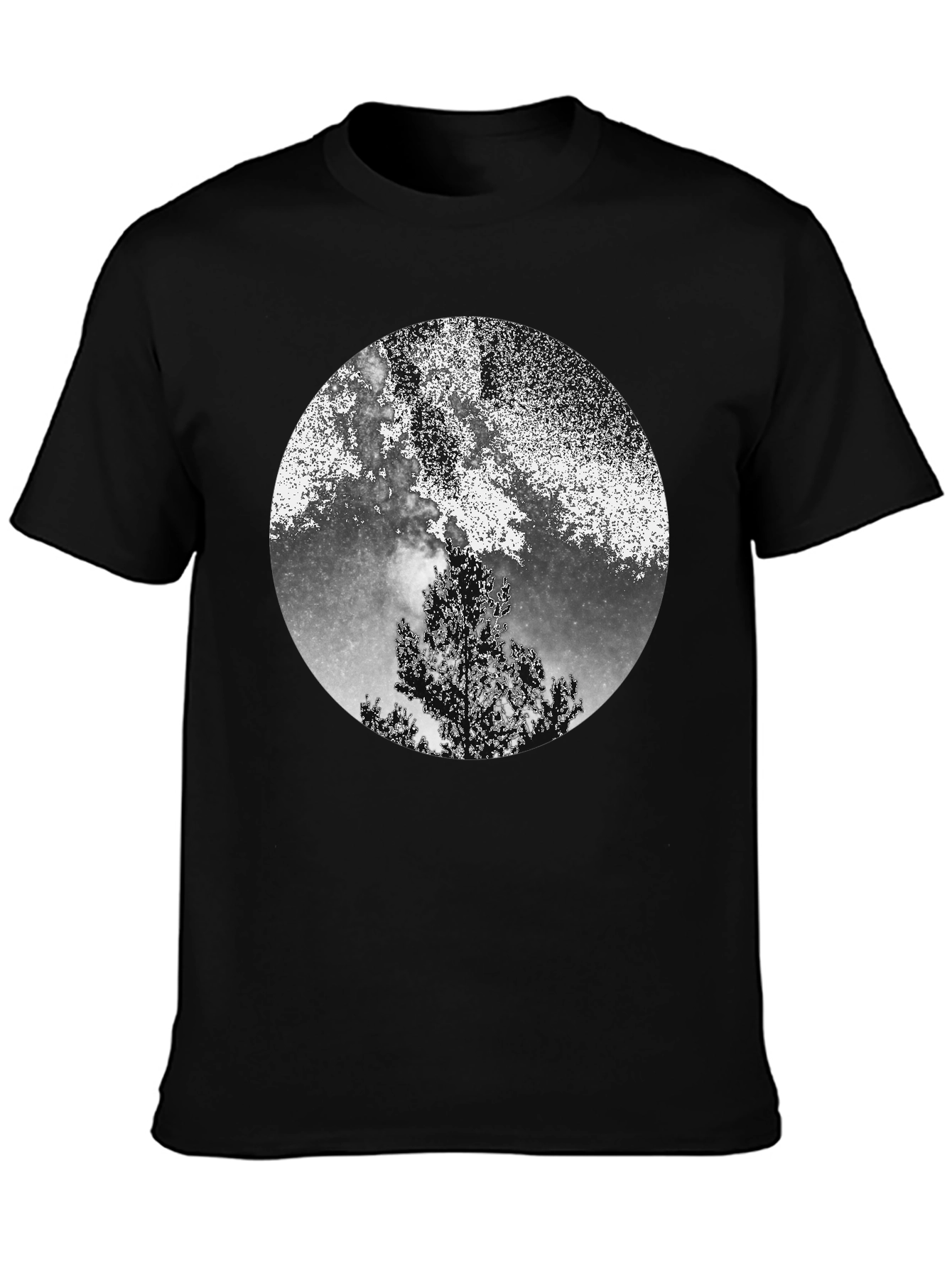 Night Sky Tree Graphic Tee - Black