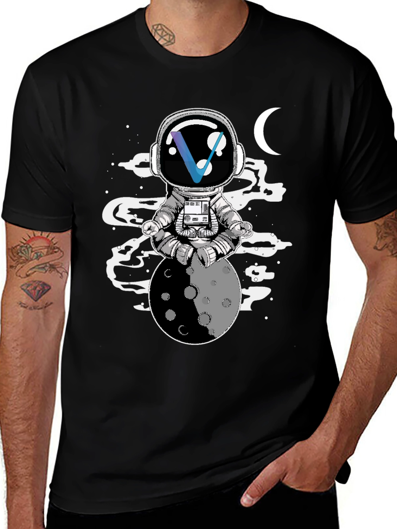 Astronaut Moon Meditation T-Shirt - Unisex Graphic Tee