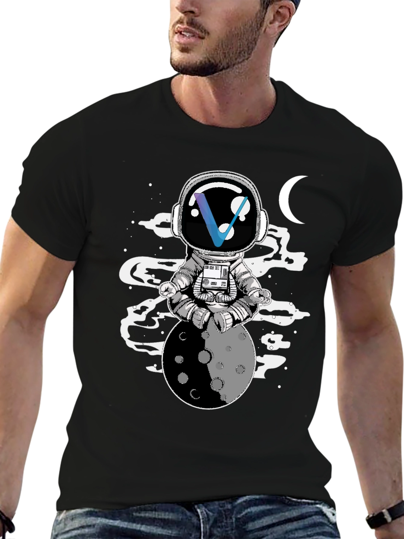 Astronaut Moon Meditation T-Shirt - Unisex Graphic Tee