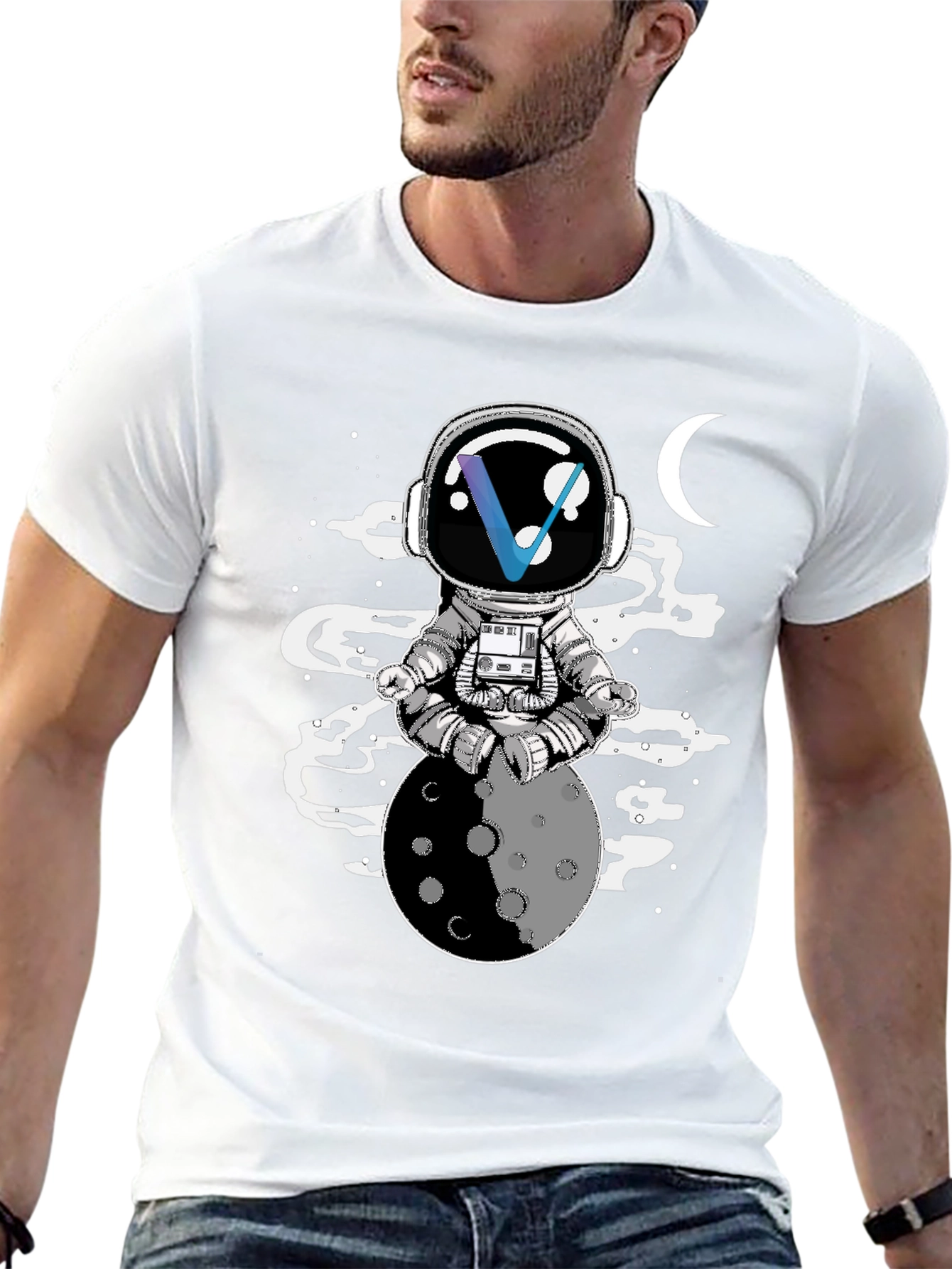 Astronaut Moon Meditation T-Shirt - Unisex Graphic Tee
