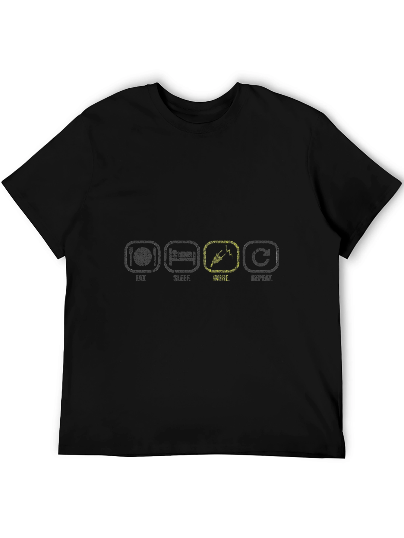 Eat Sleep Wire Repeat Black T-Shirt