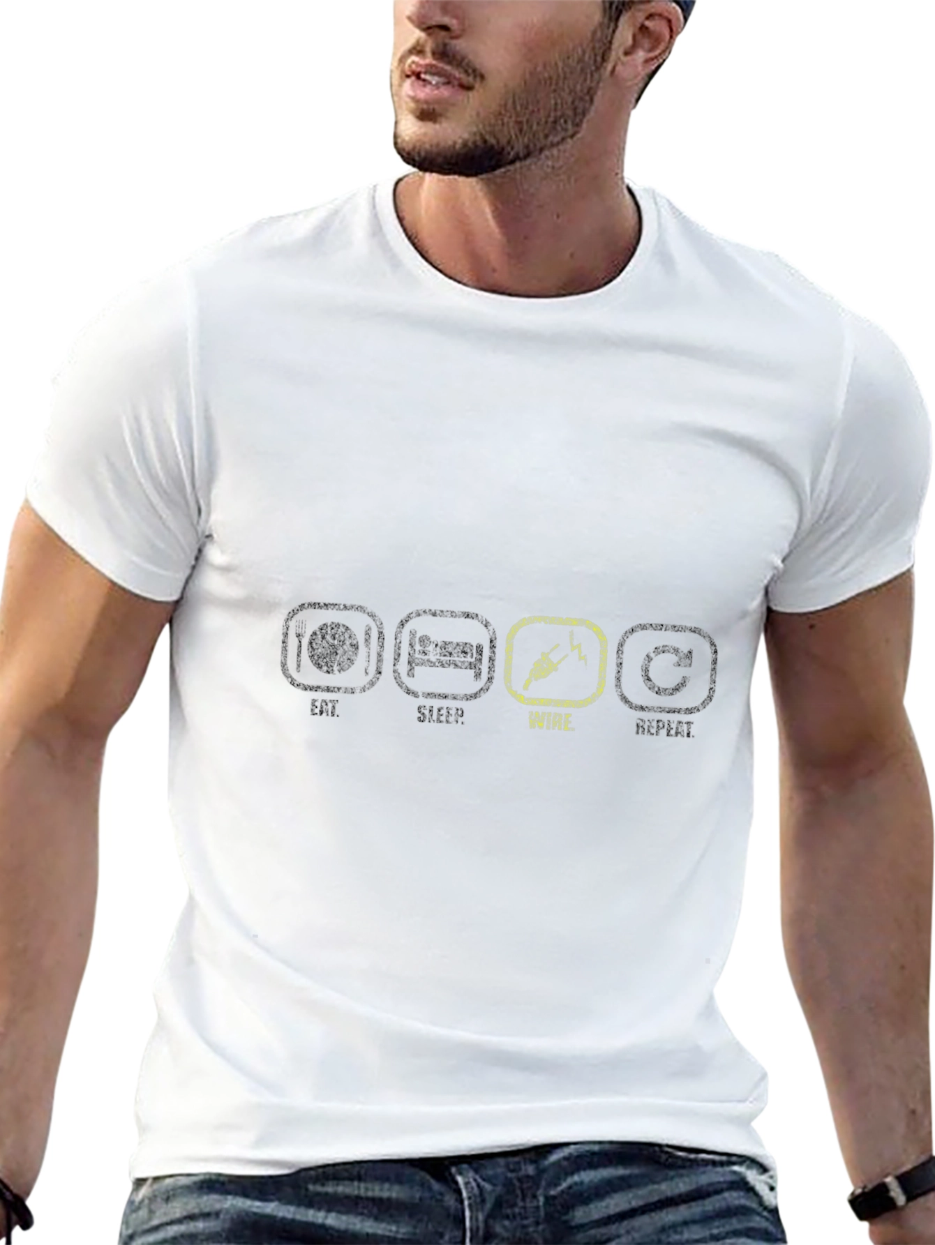 Eat Sleep Wire Repeat Black T-Shirt
