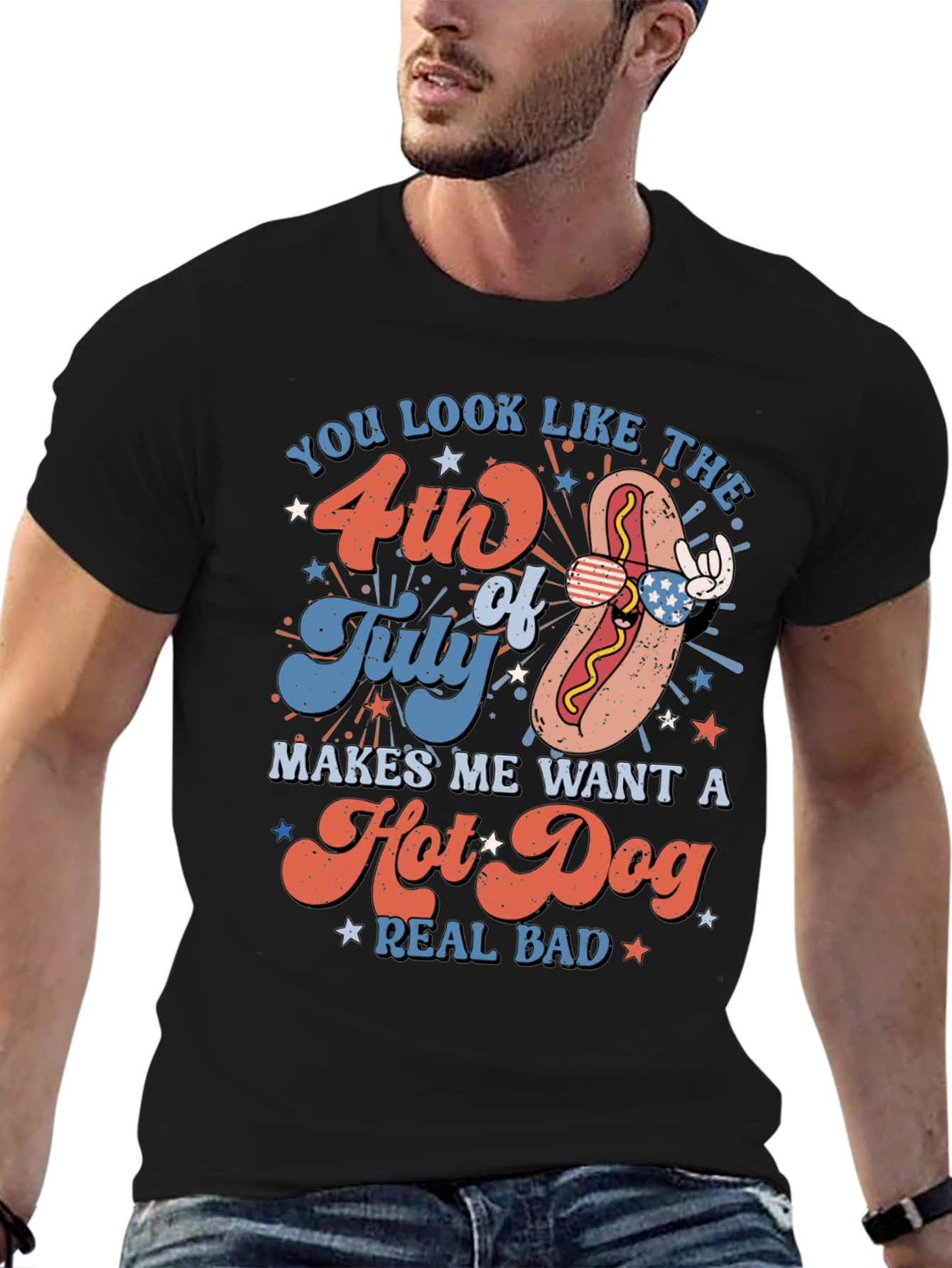 4th of July Hot Dog Graphic Tee