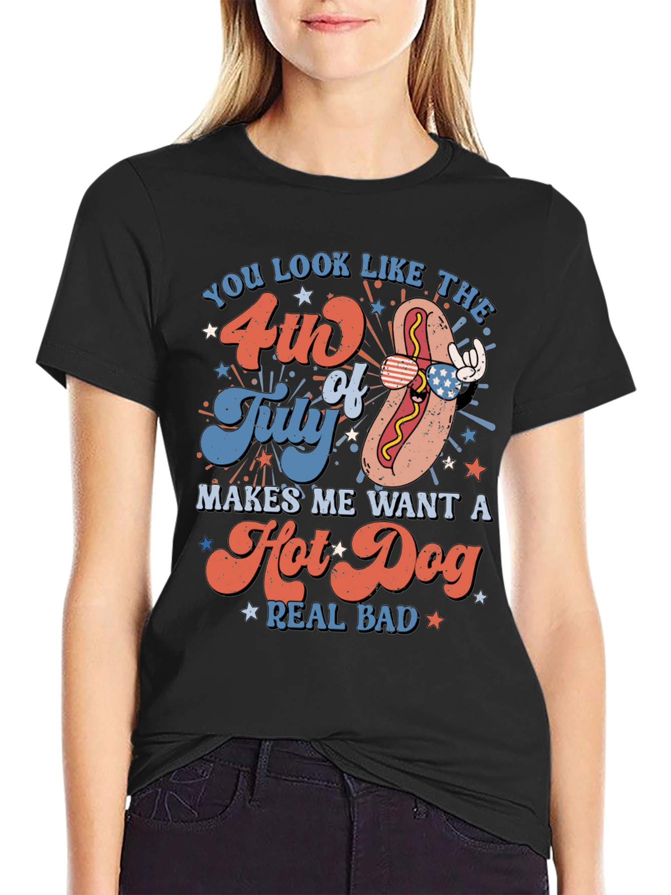 4th of July Hot Dog Graphic Tee