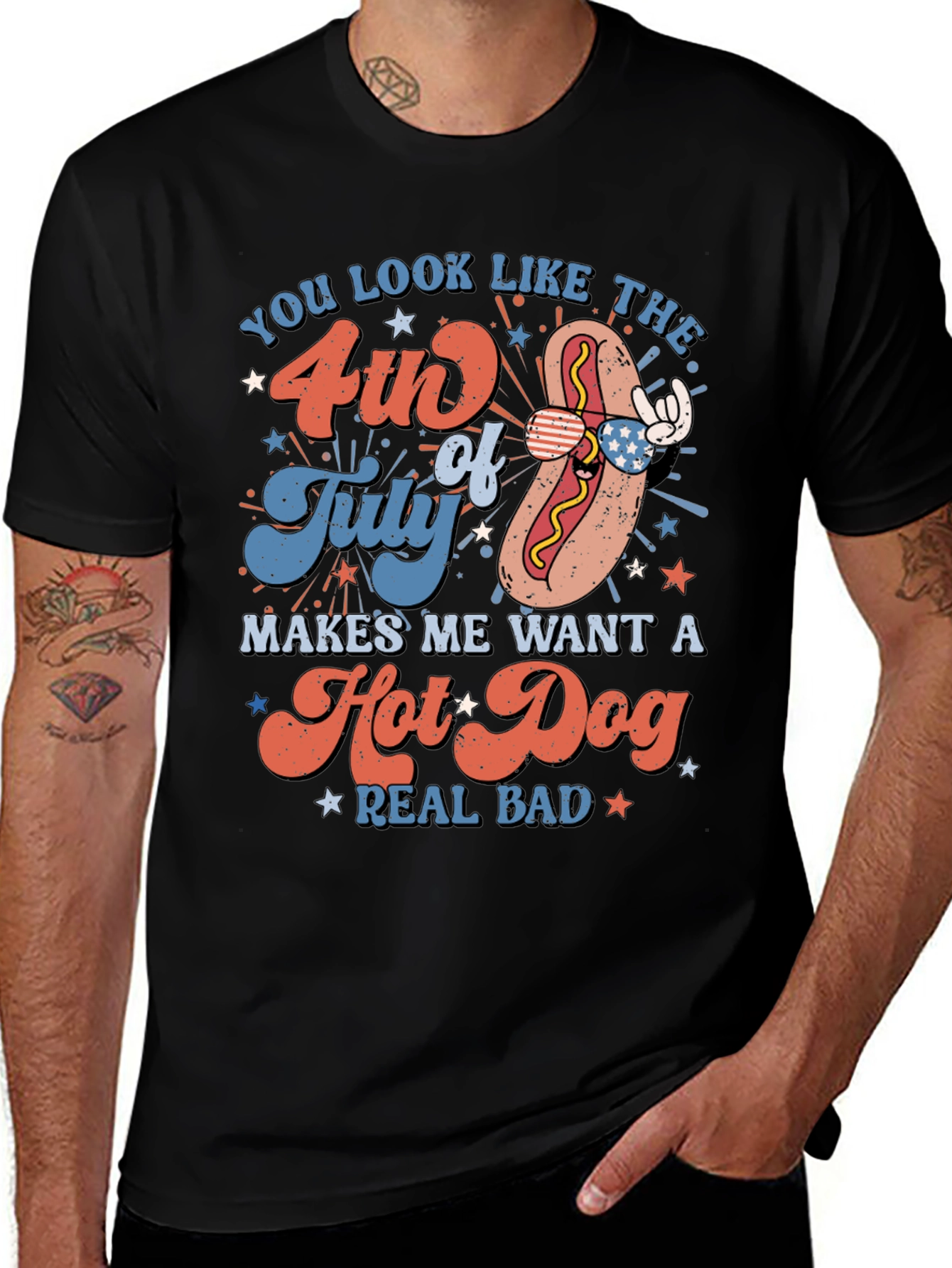 4th of July Hot Dog Graphic Tee