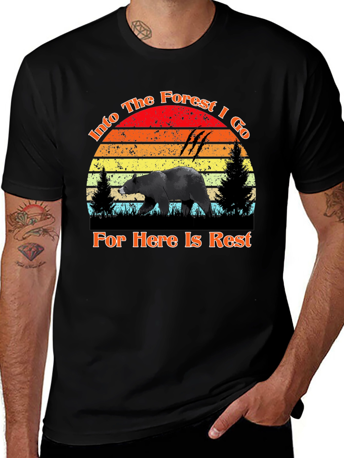 Into The Forest Bear Graphic Tee