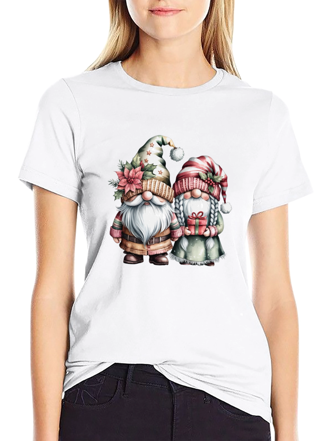 Festive Gnome Couple Graphic Tee