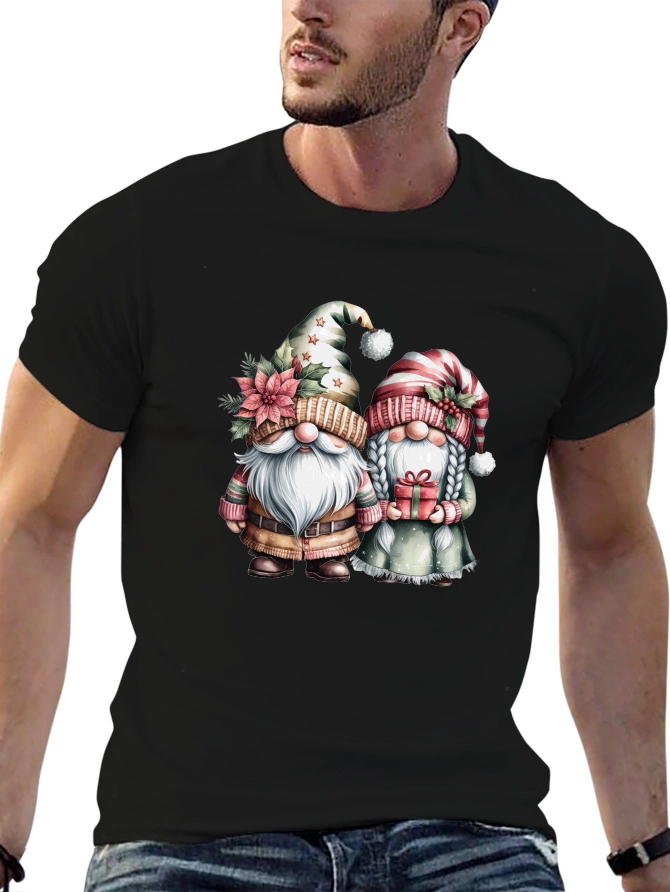 Festive Gnome Couple Graphic Tee
