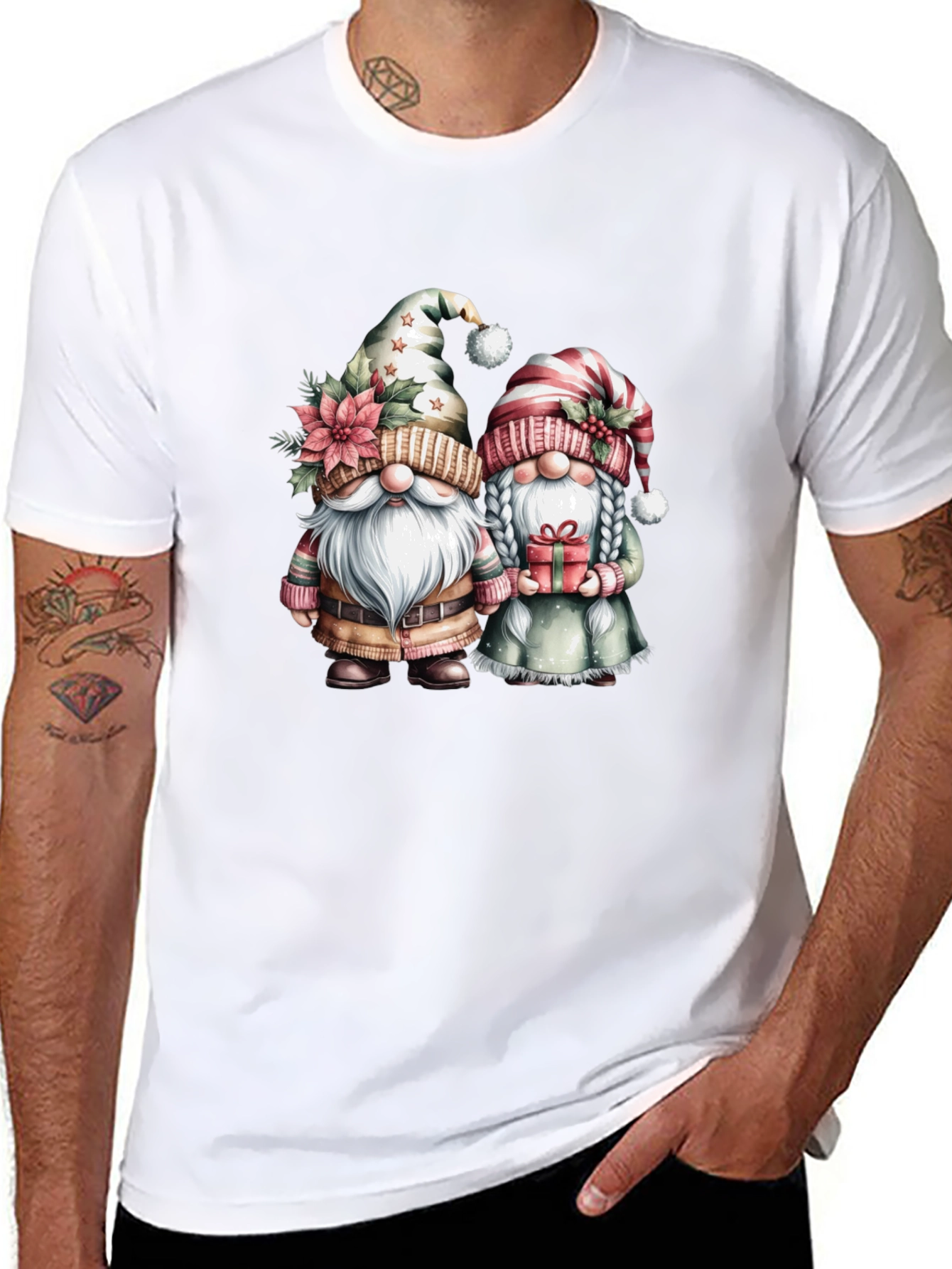 Festive Gnome Couple Graphic Tee