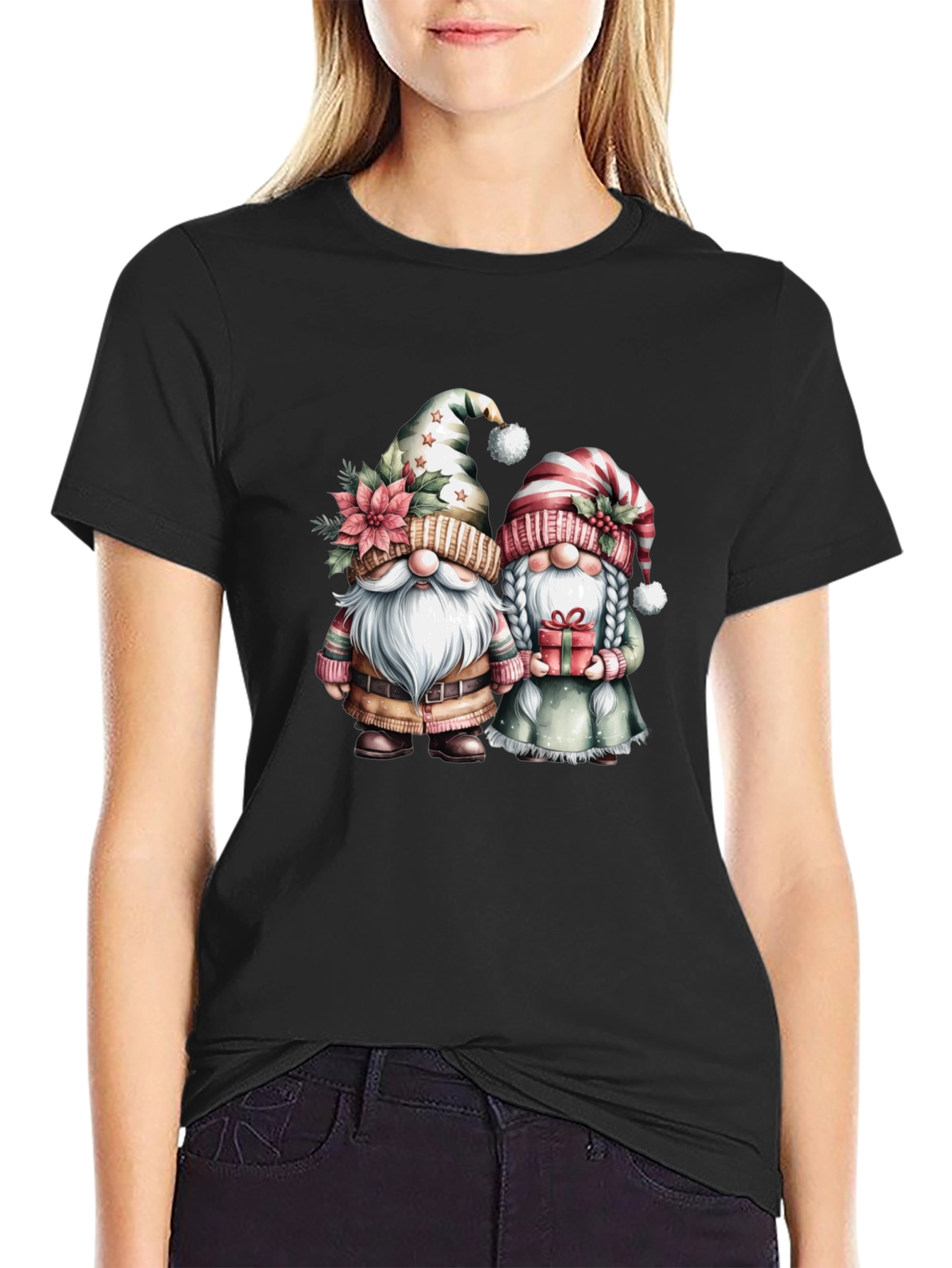 Festive Gnome Couple Graphic Tee