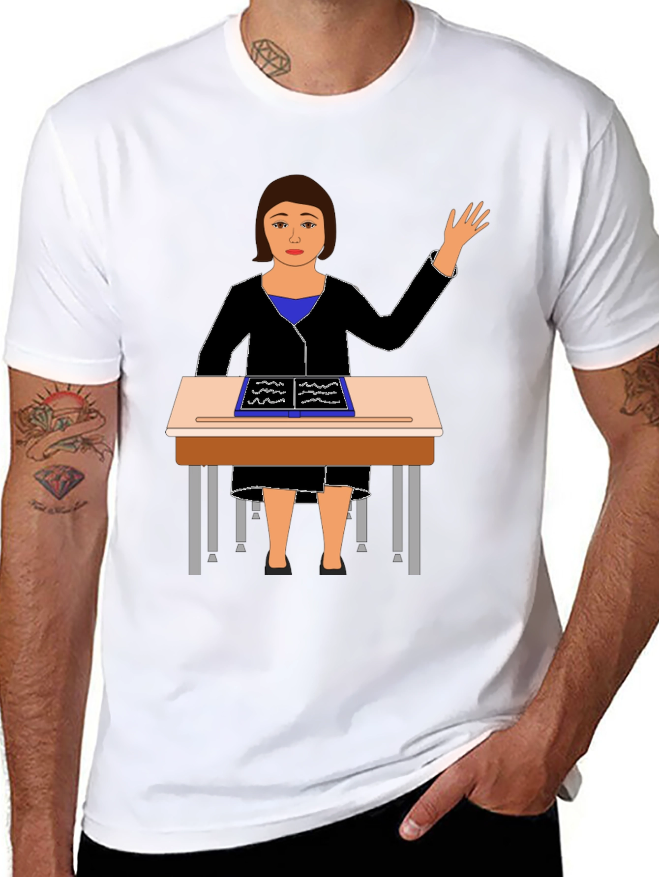 Teacher at Desk Graphic Tee
