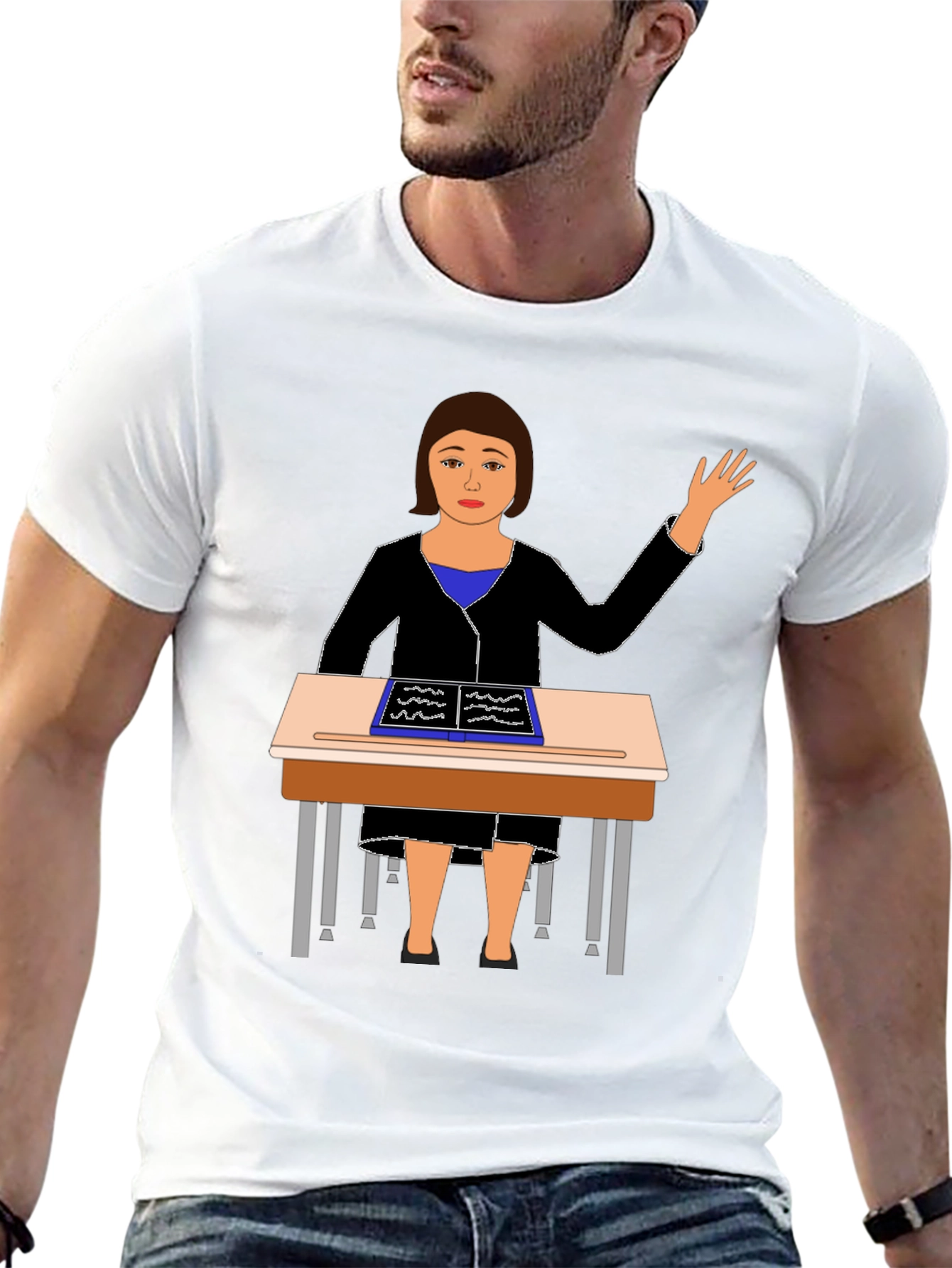 Teacher at Desk Graphic Tee