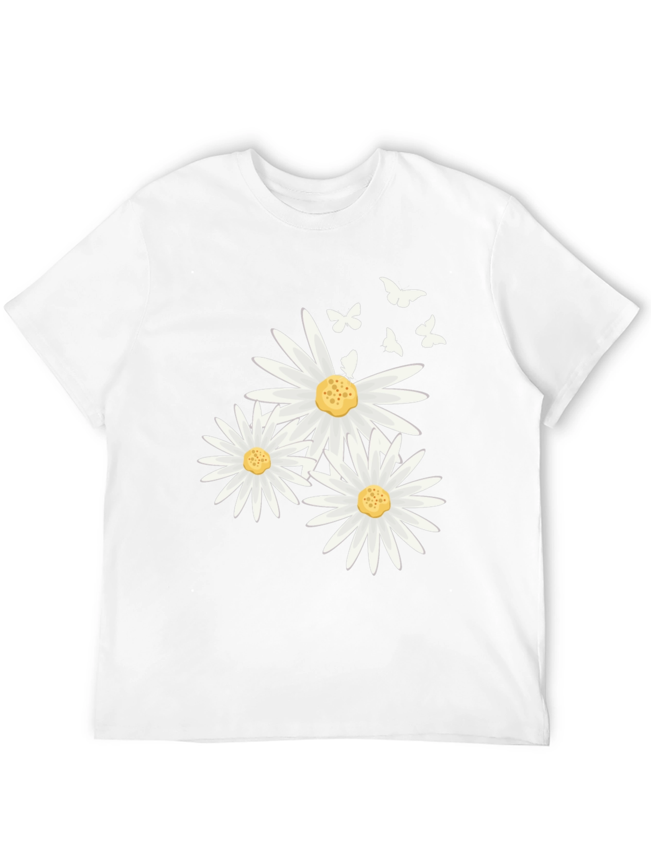 Daisy & Butterfly Print Black T-Shirt