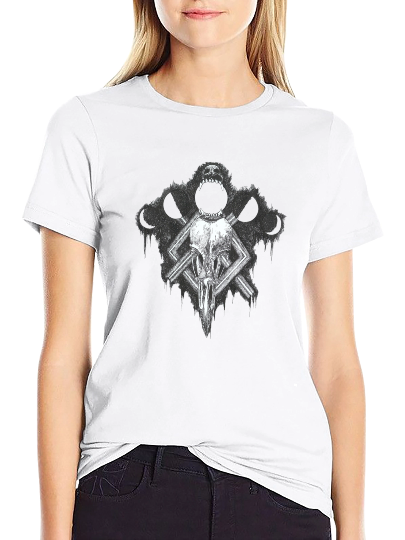 Gothic Skull & Wolf T-Shirt - Dark Graphic Tee