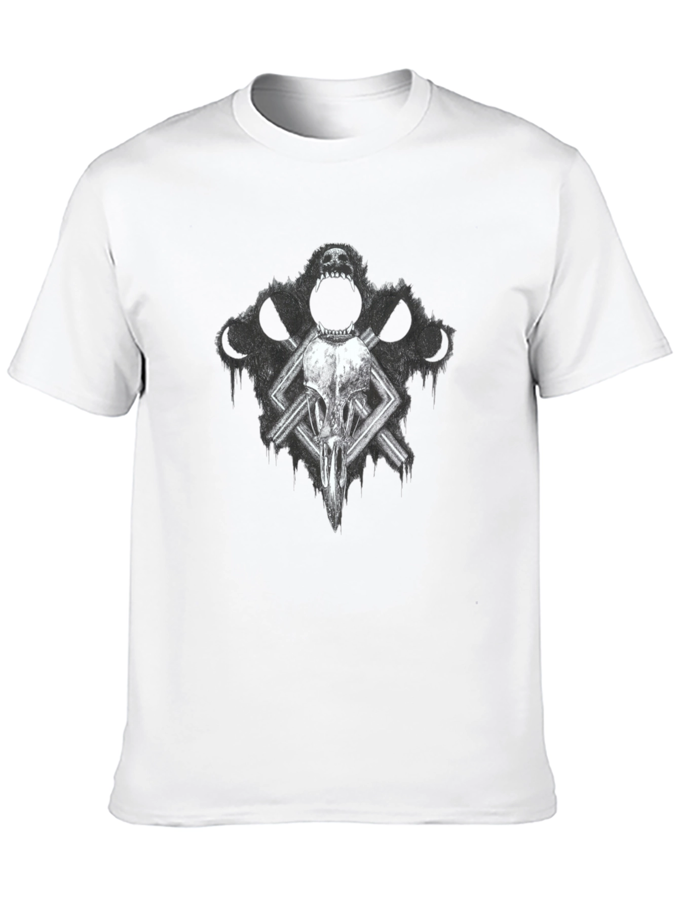 Gothic Skull & Wolf T-Shirt - Dark Graphic Tee